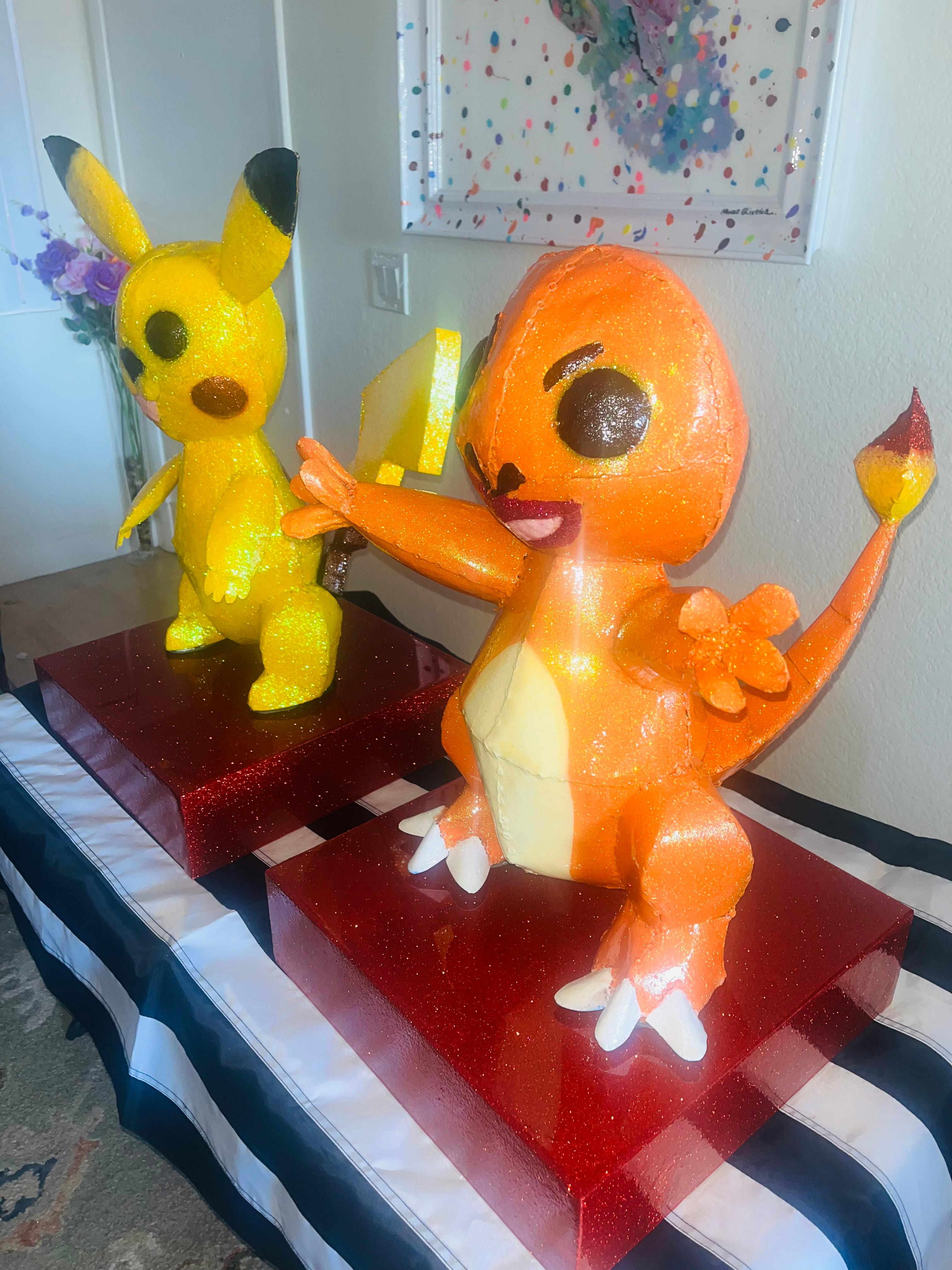 Pikachu & Charmander - 2 Of A kind Metal Pokemon Sculptures For Sale 3