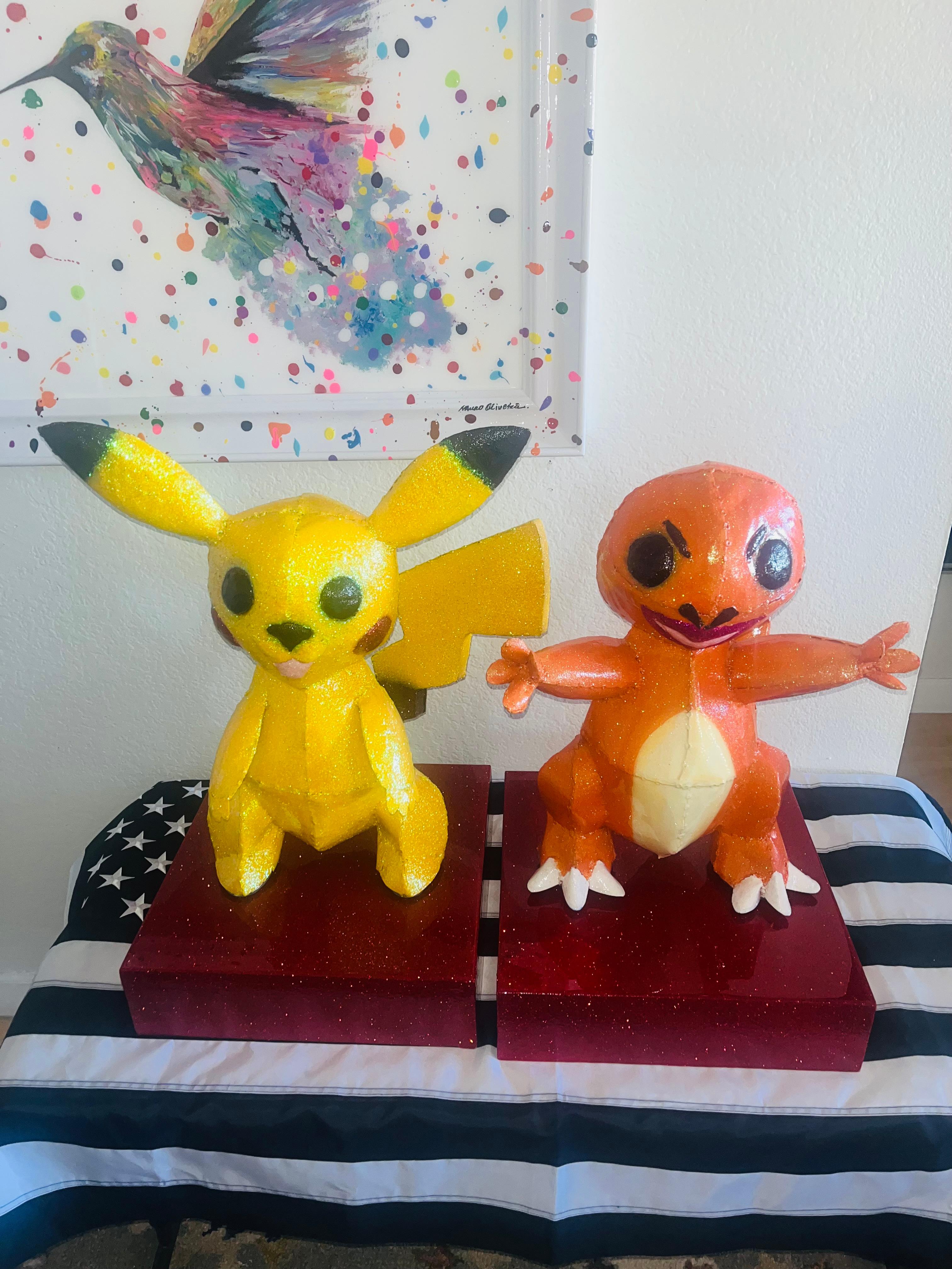 Pikachu & Charmander - 2 Of A kind Metal Pokemon Sculptures For Sale 4