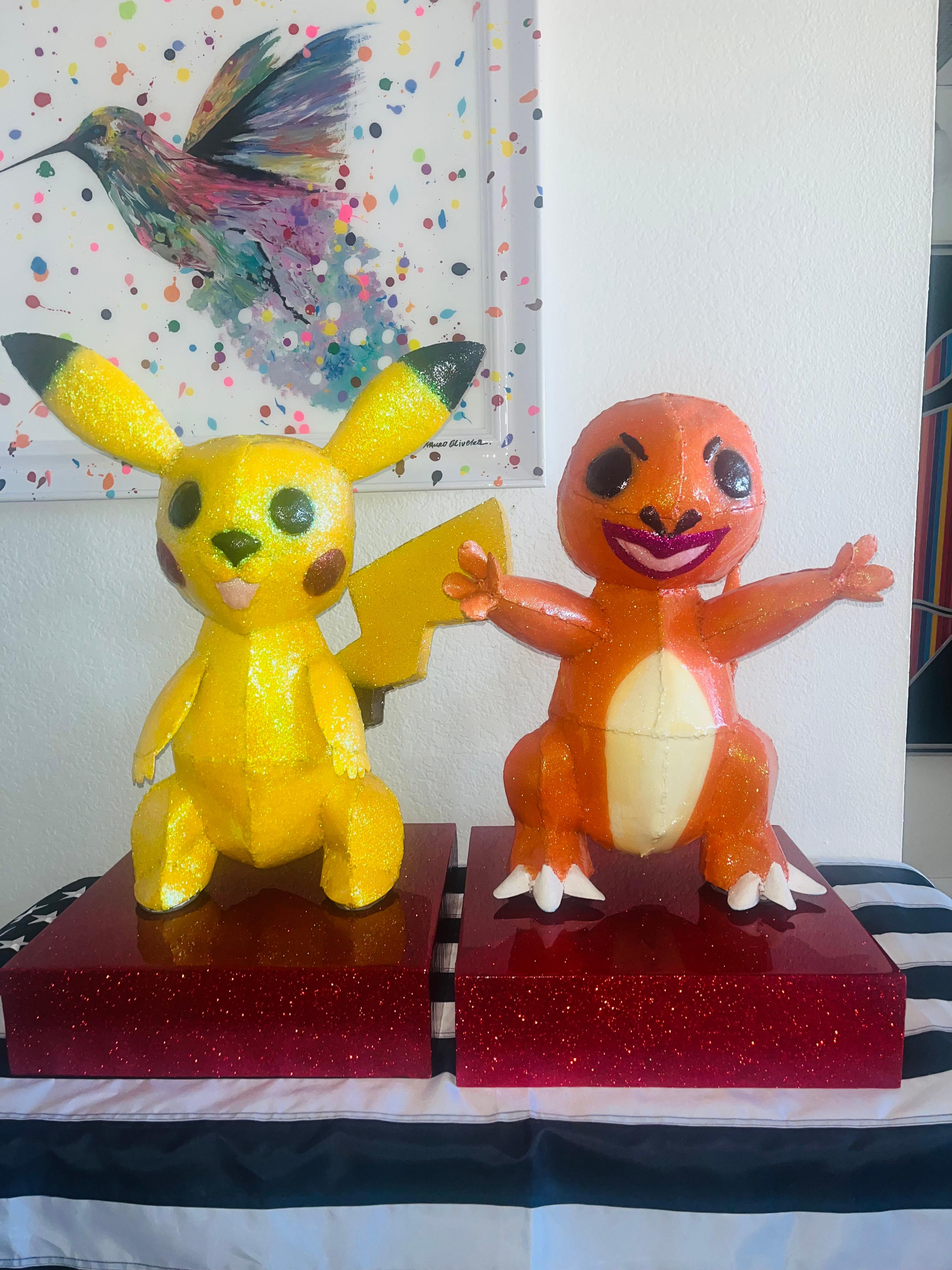 Pikachu & Charmander - 2 Of A kind Metal Pokemon Sculptures