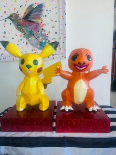 Pikachu & Charmander – 2 einzigartige Metall Pokemon-Skulpturen