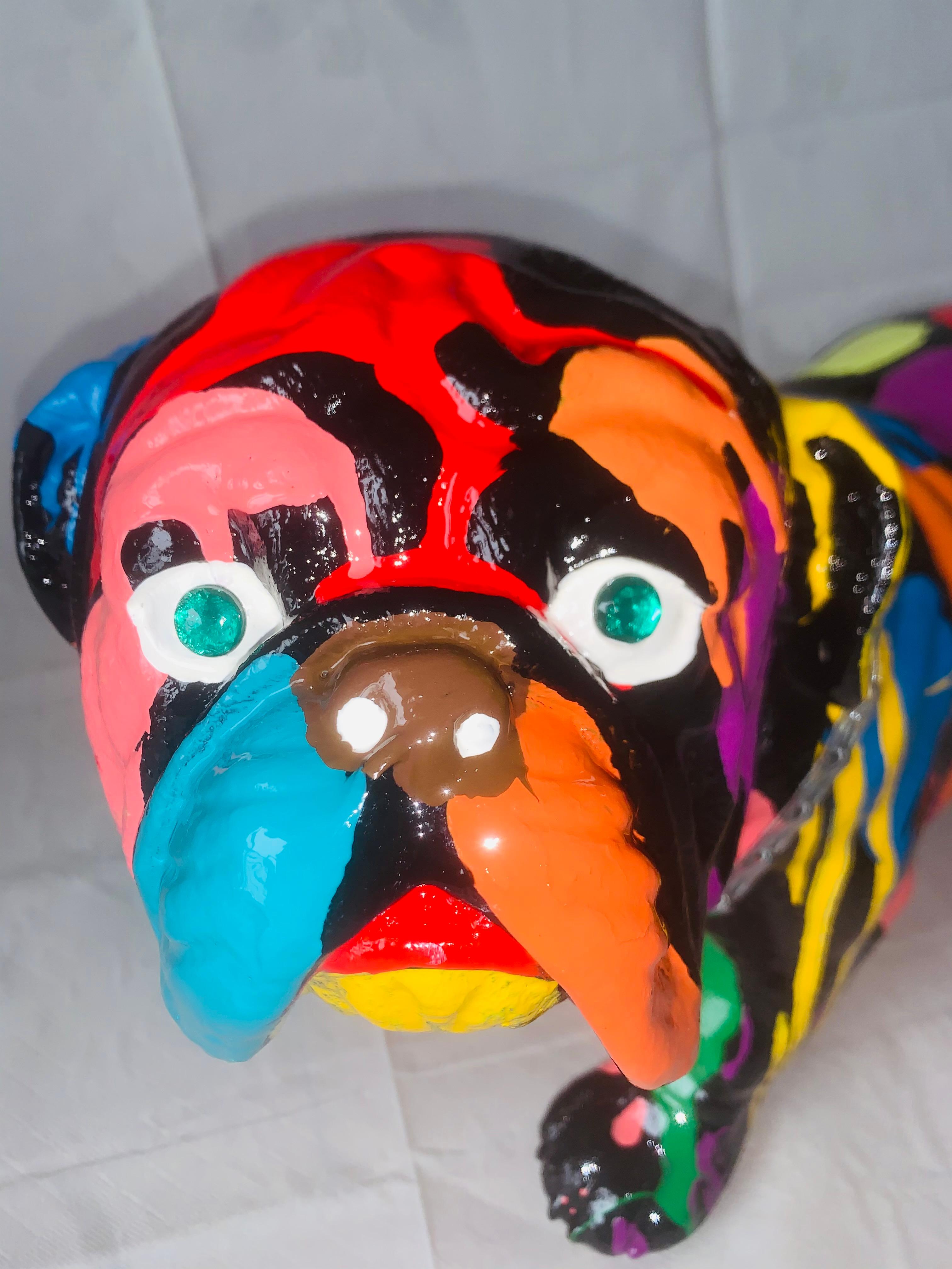 Pop Puppies I (Original English Bulldog Sculpture - Black) 2