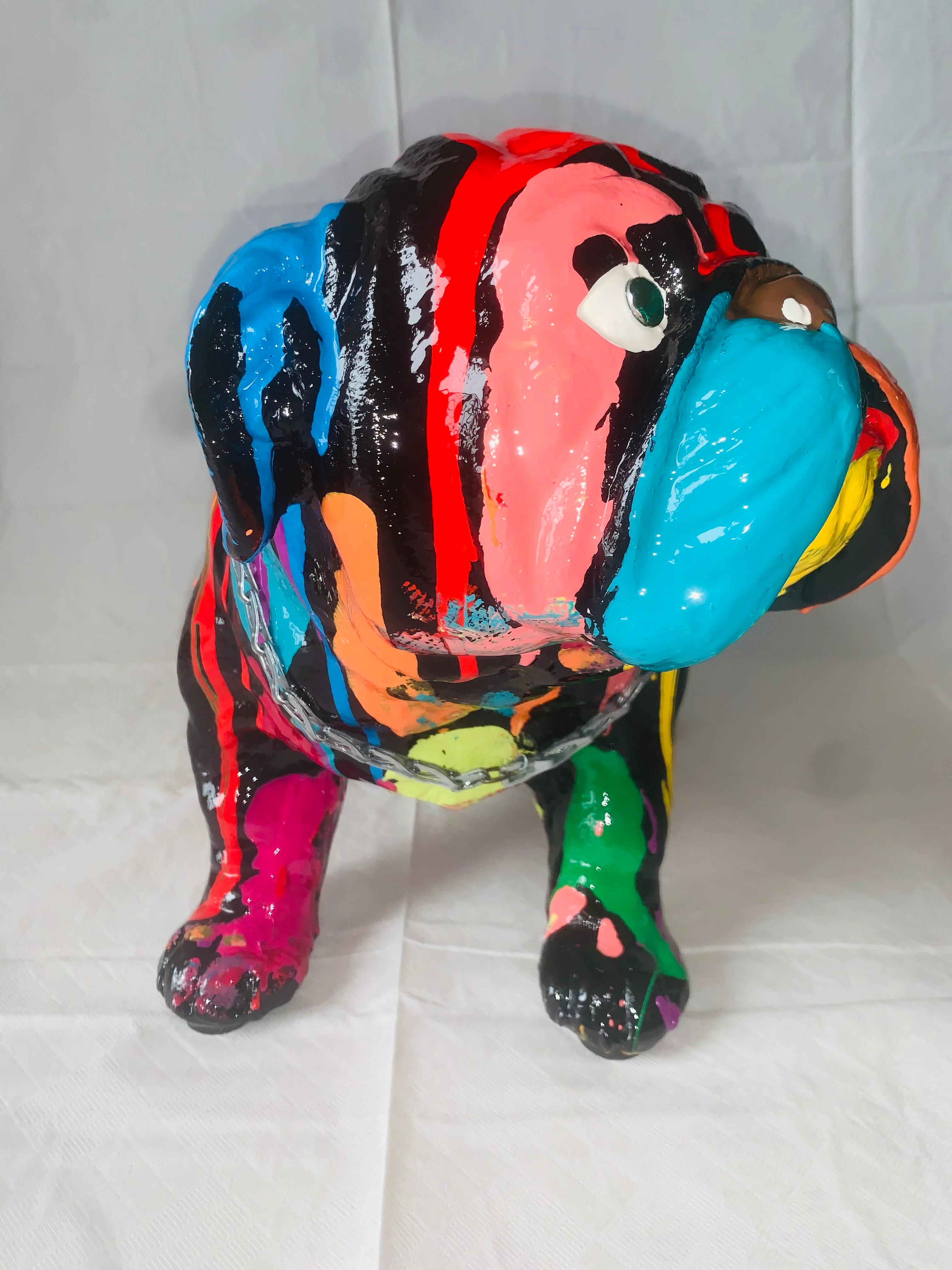 Pop Puppies I (Original English Bulldog Sculpture - Black) 3