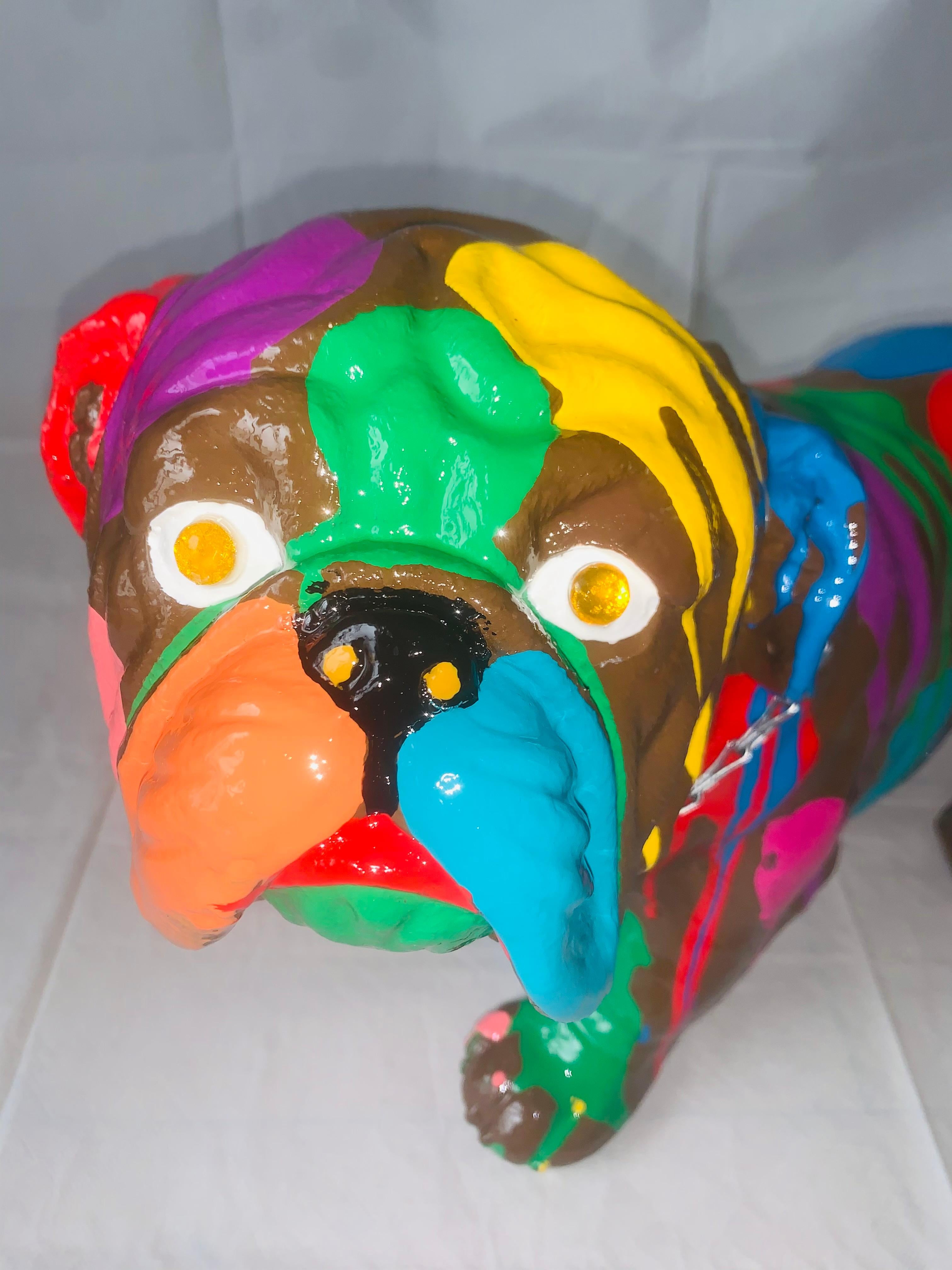 Pop Puppies III (Original English Bulldog Sculpture - Brown) 1