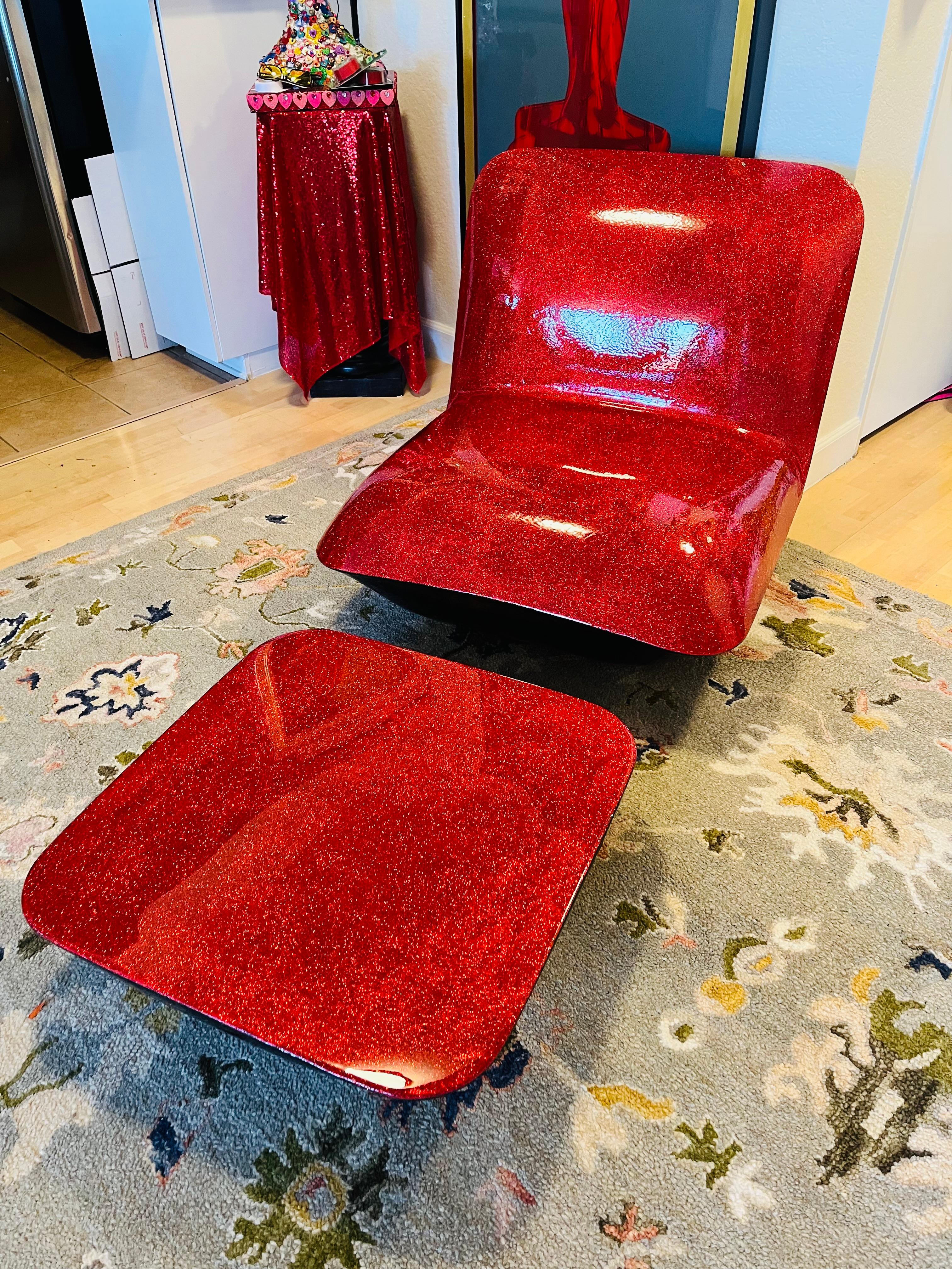 PRIDE GLITTER CHAIR WITH OTTOMAN I (One Of a Kind Functional Art) 12