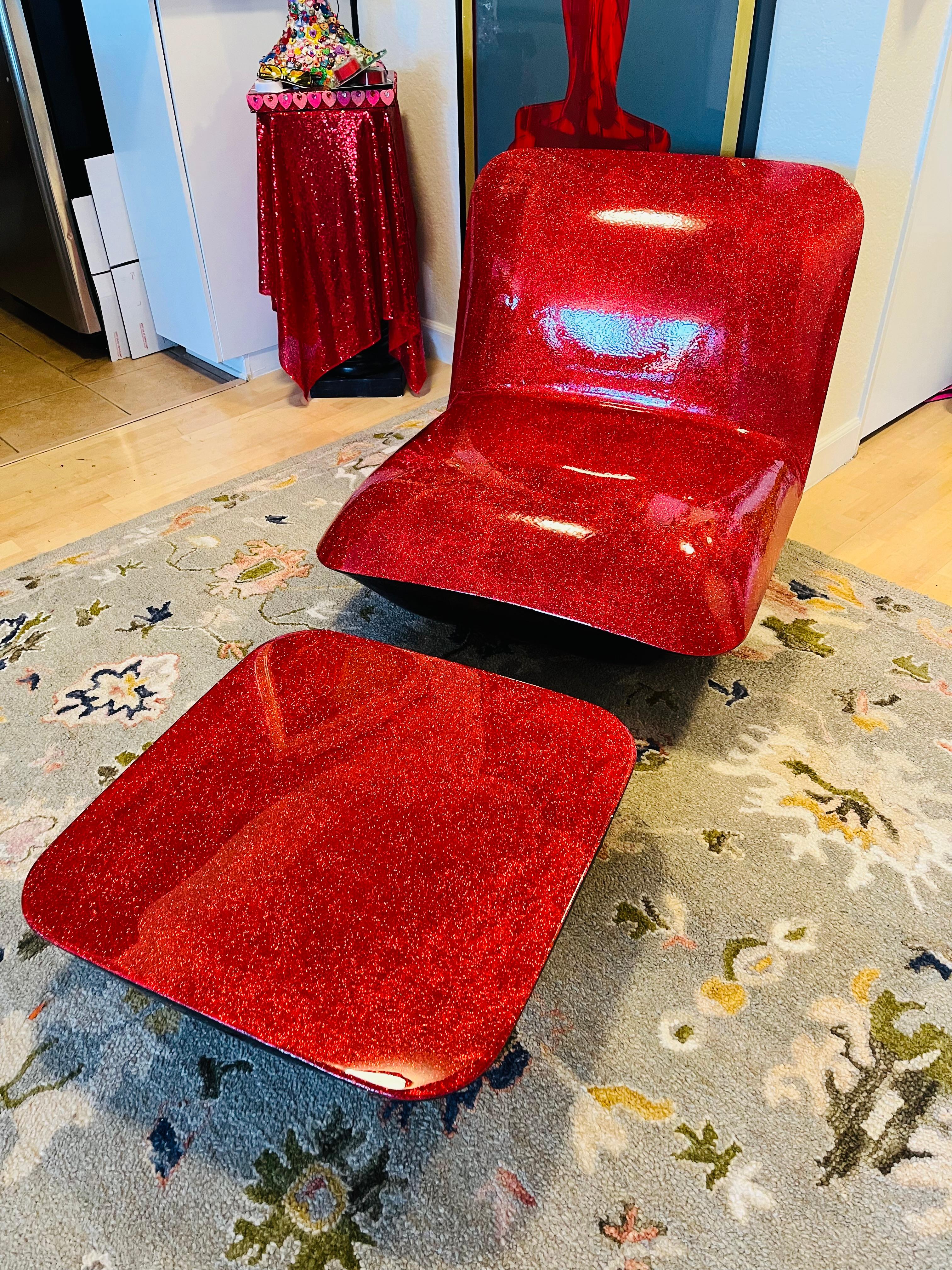 PRIDE GLITTER CHAIR WITH OTTOMAN I (One Of a Kind Functional Art) For Sale 12