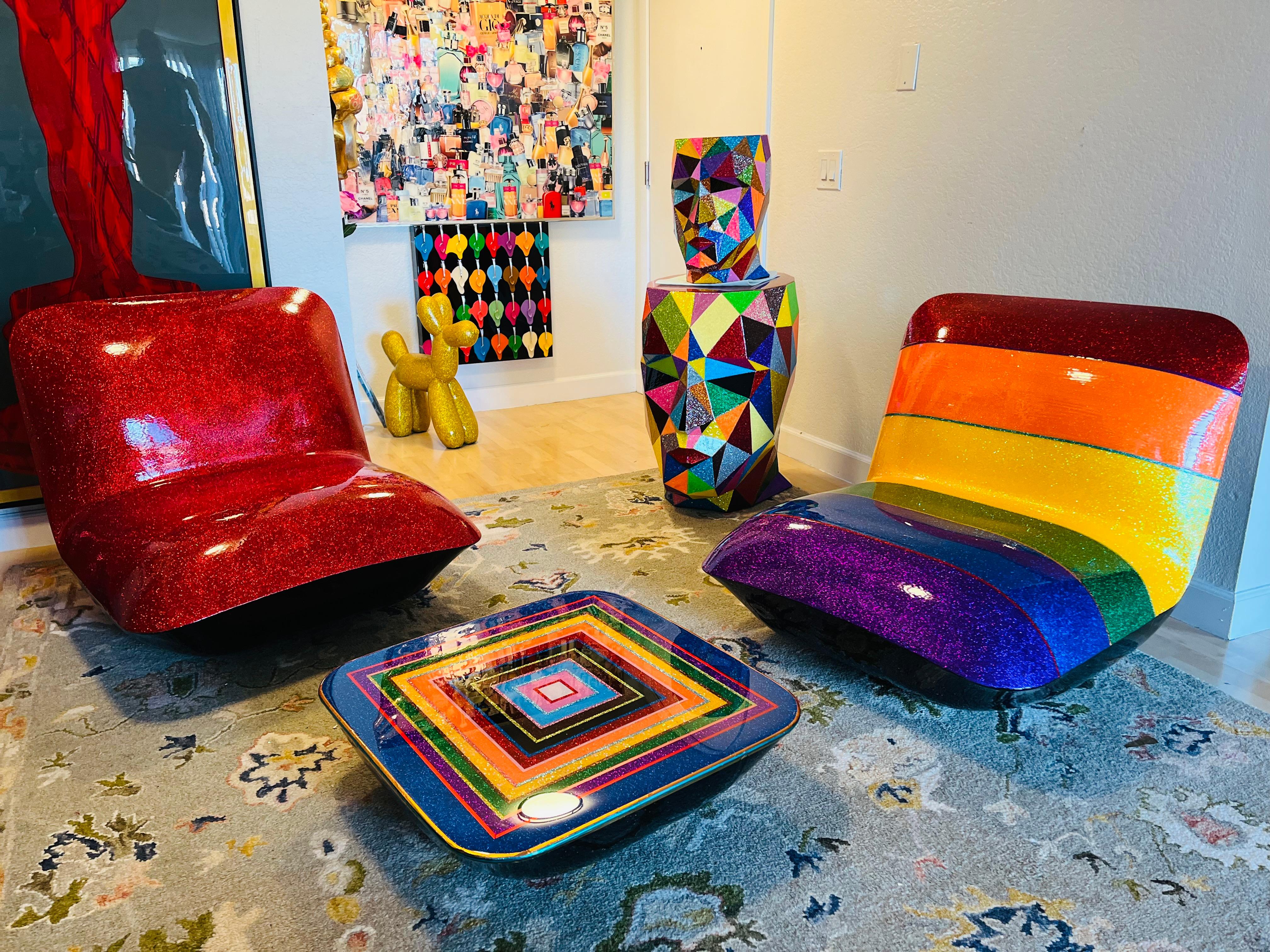 PRIDE GLITTER CHAIR WITH OTTOMAN I (One Of a Kind Functional Art) For Sale 14
