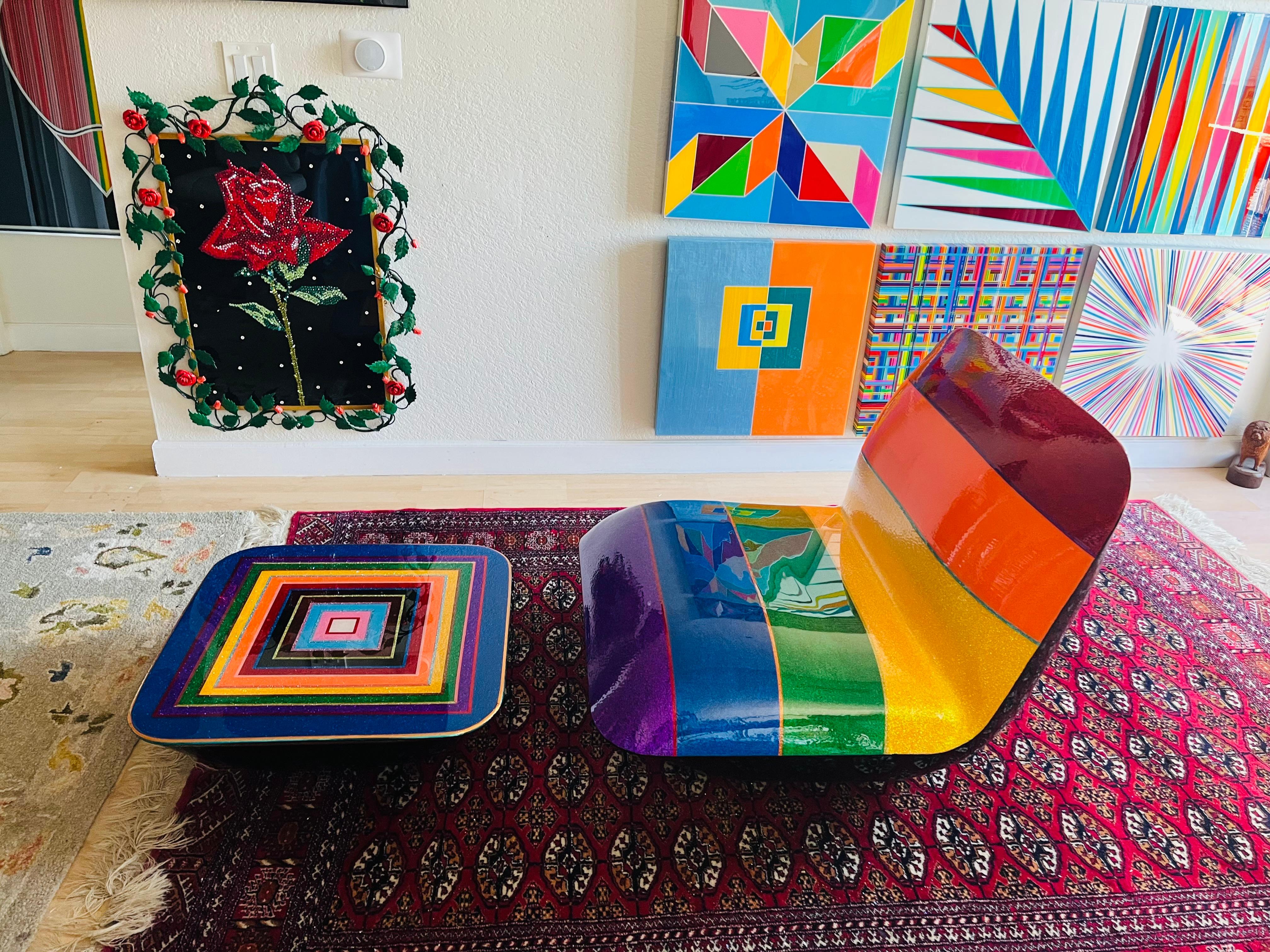 PRIDE GLITTER CHAIR WITH OTTOMAN I (One Of a Kind Functional Art) For Sale 2