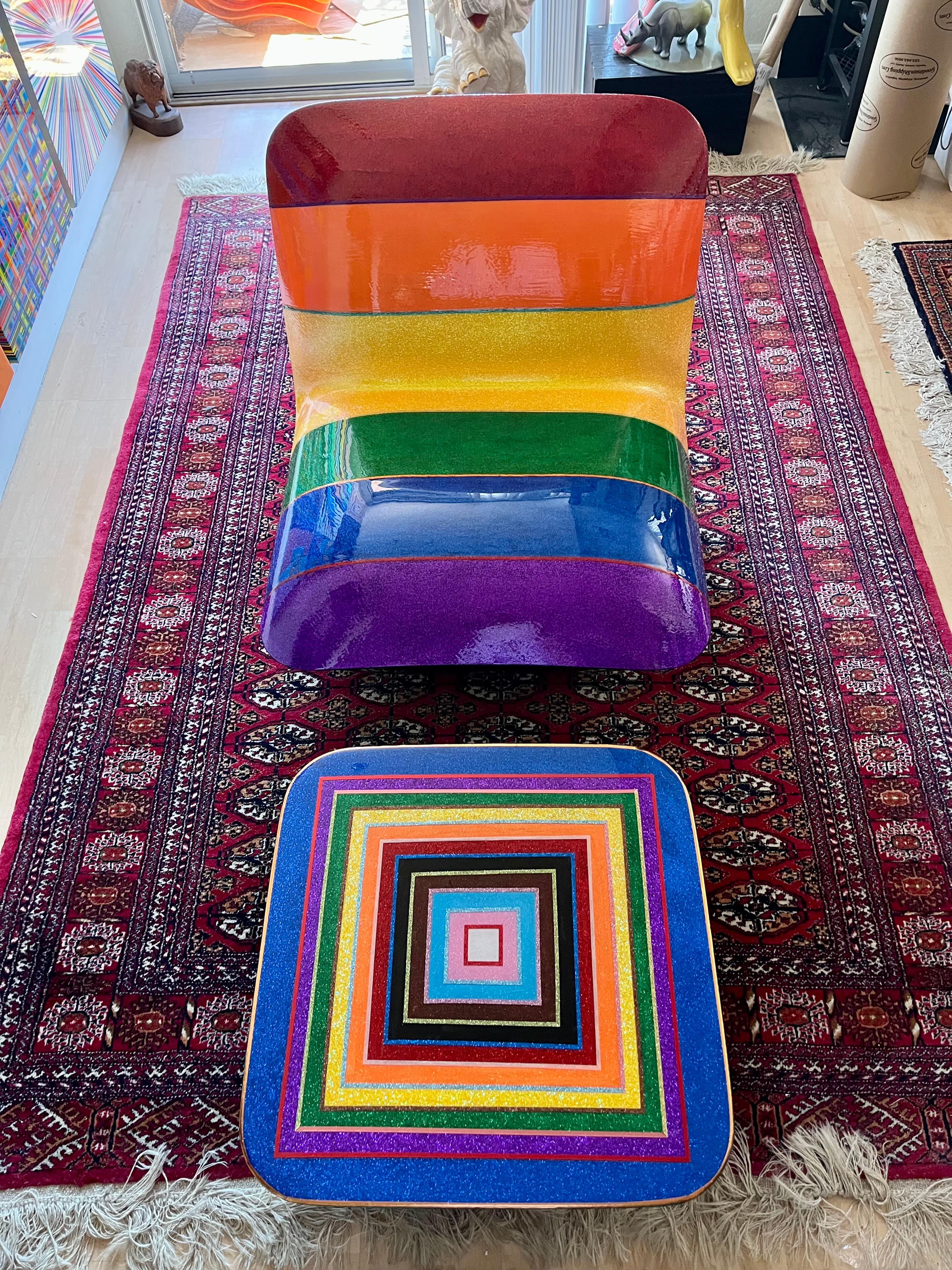 PRIDE GLITTER CHAIR WITH OTTOMAN I (One Of a Kind Functional Art) For Sale 4