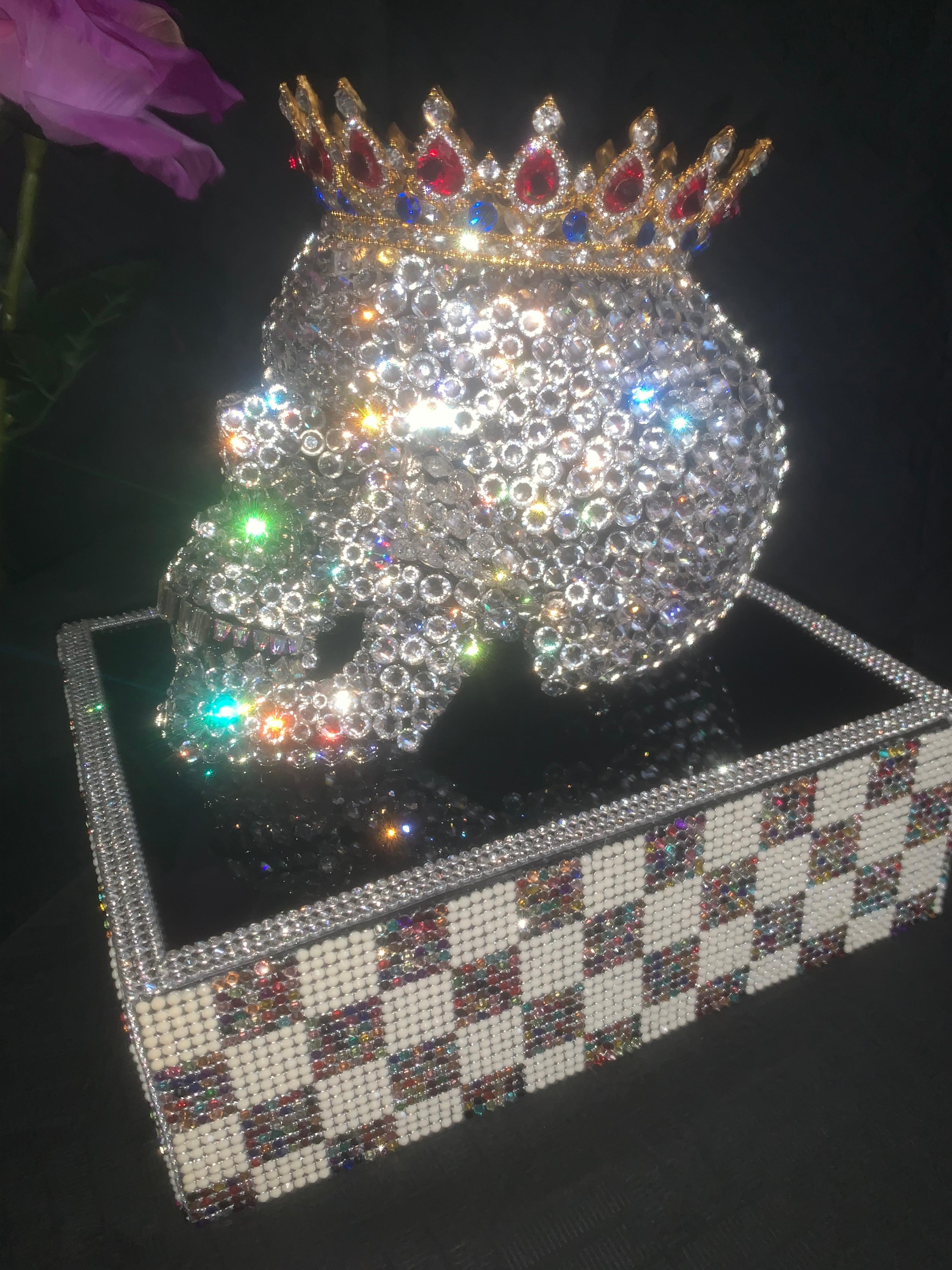 PRINCE PHILIP-DUKE OF EDINBURGH (1 of a kind Swarovski Skull w/ Base and Crown). 3