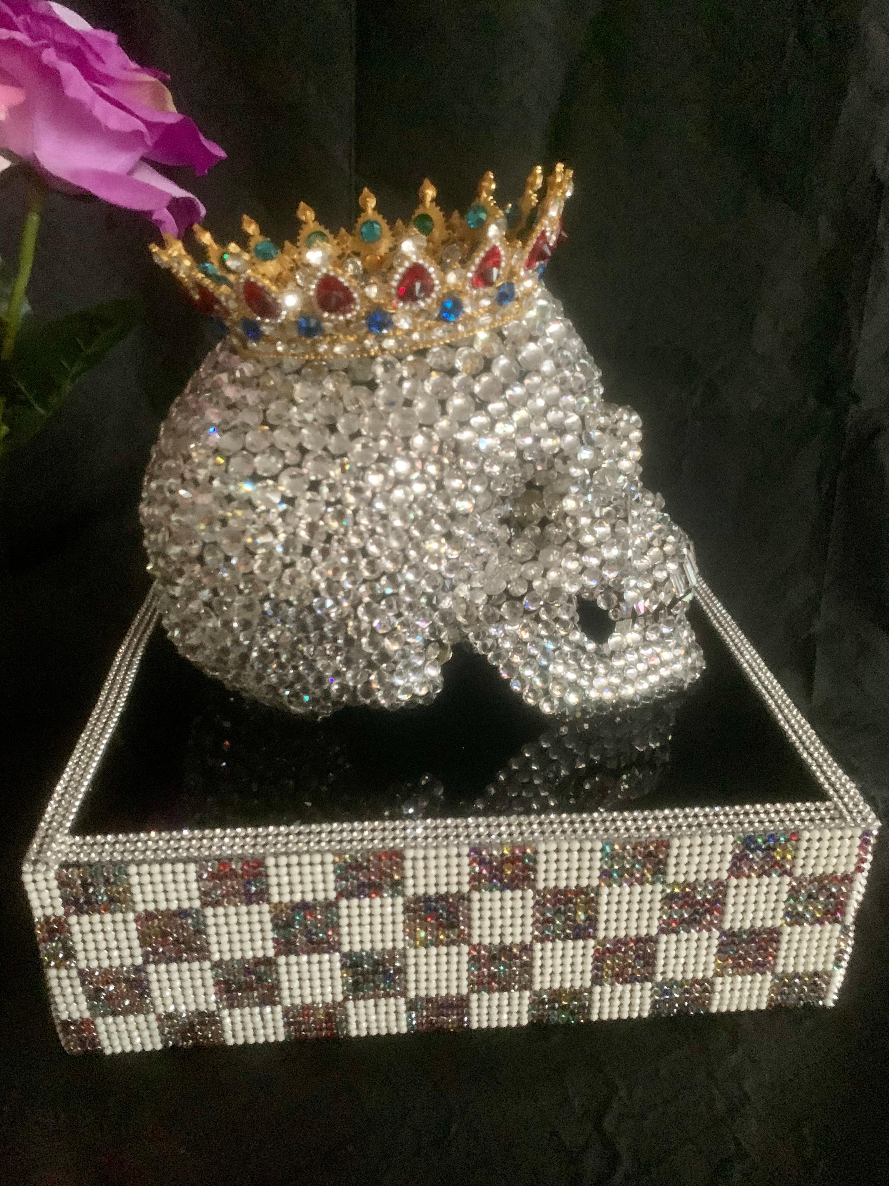 PRINCE PHILIP-DUKE OF EDINBURGH (1 of a kind Swarovski Skull w/ Base and Crown). 6