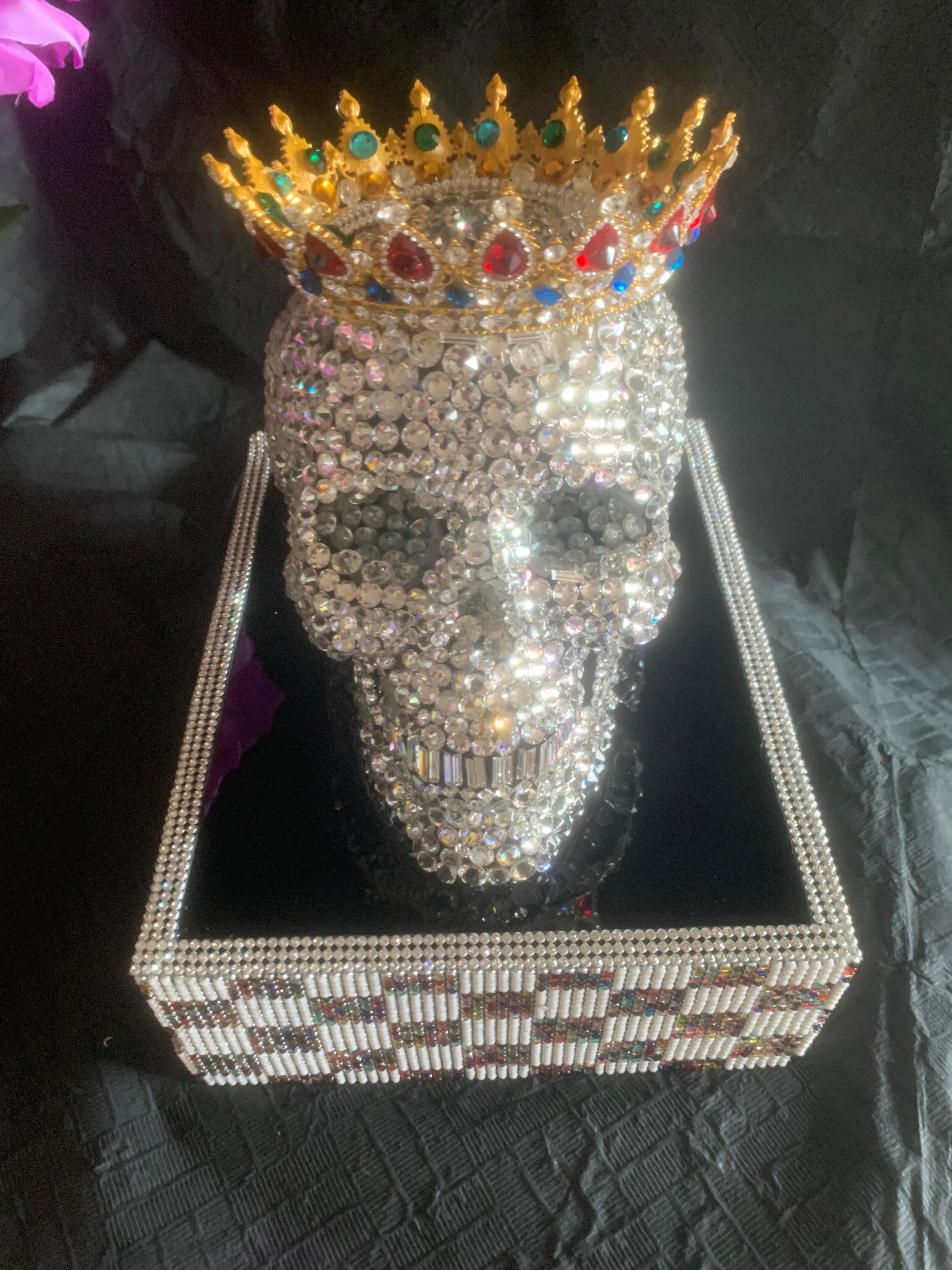 PRINCE PHILIP-DUKE OF EDINBURGH (1 of a kind Swarovski Skull w/ Base and Crown). 9