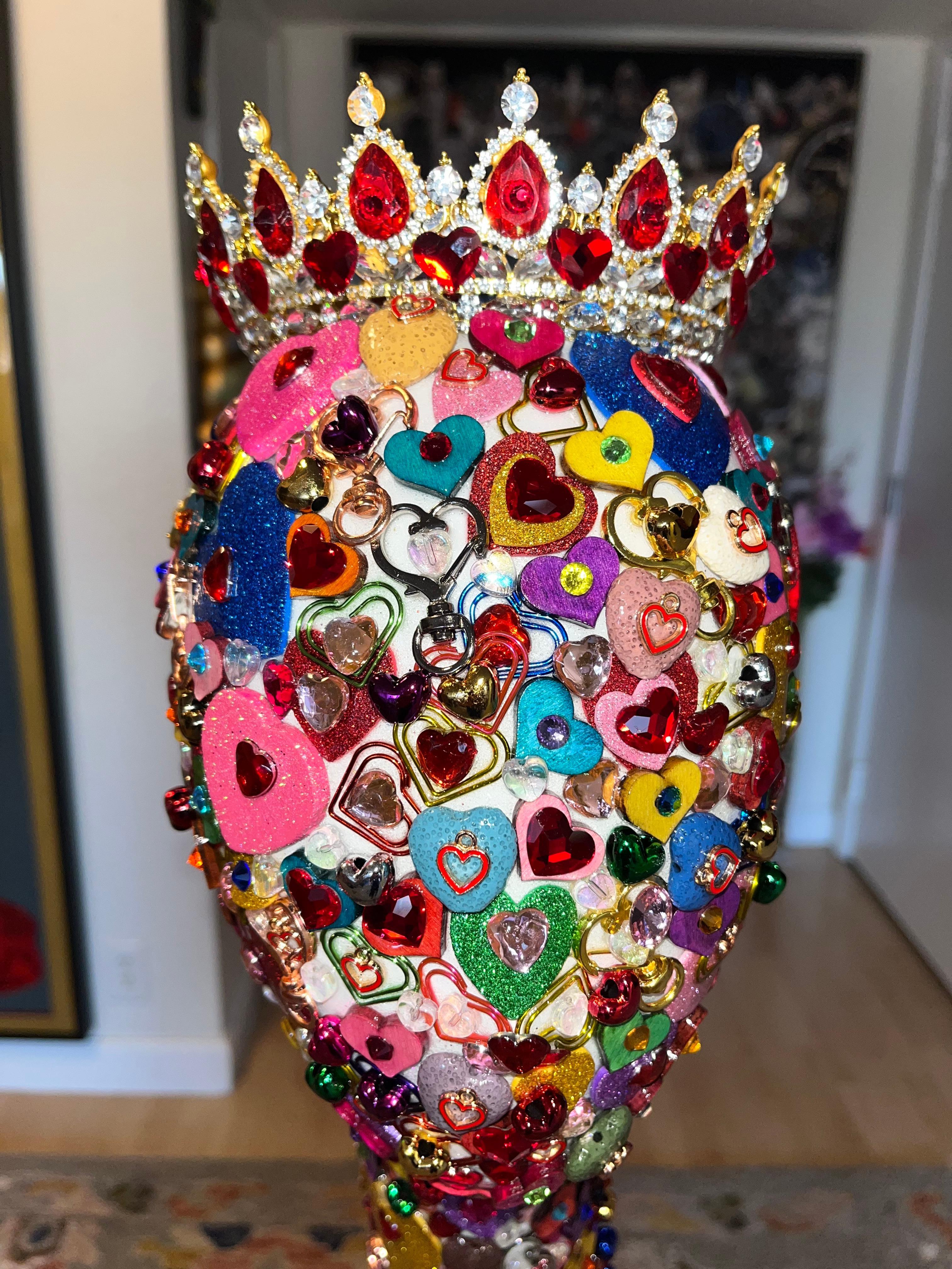 QUEEN OF HEARTS (Original and One of A Kind Mixed Media Sculpture) 8