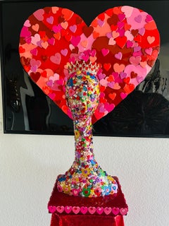 QUEEN OF HEARTS (sculpture de supports mixtes originale et unique en son genre)