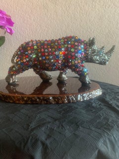 DISCO RINO (One of a Kind Swarovski Mixed Media Sculpture)