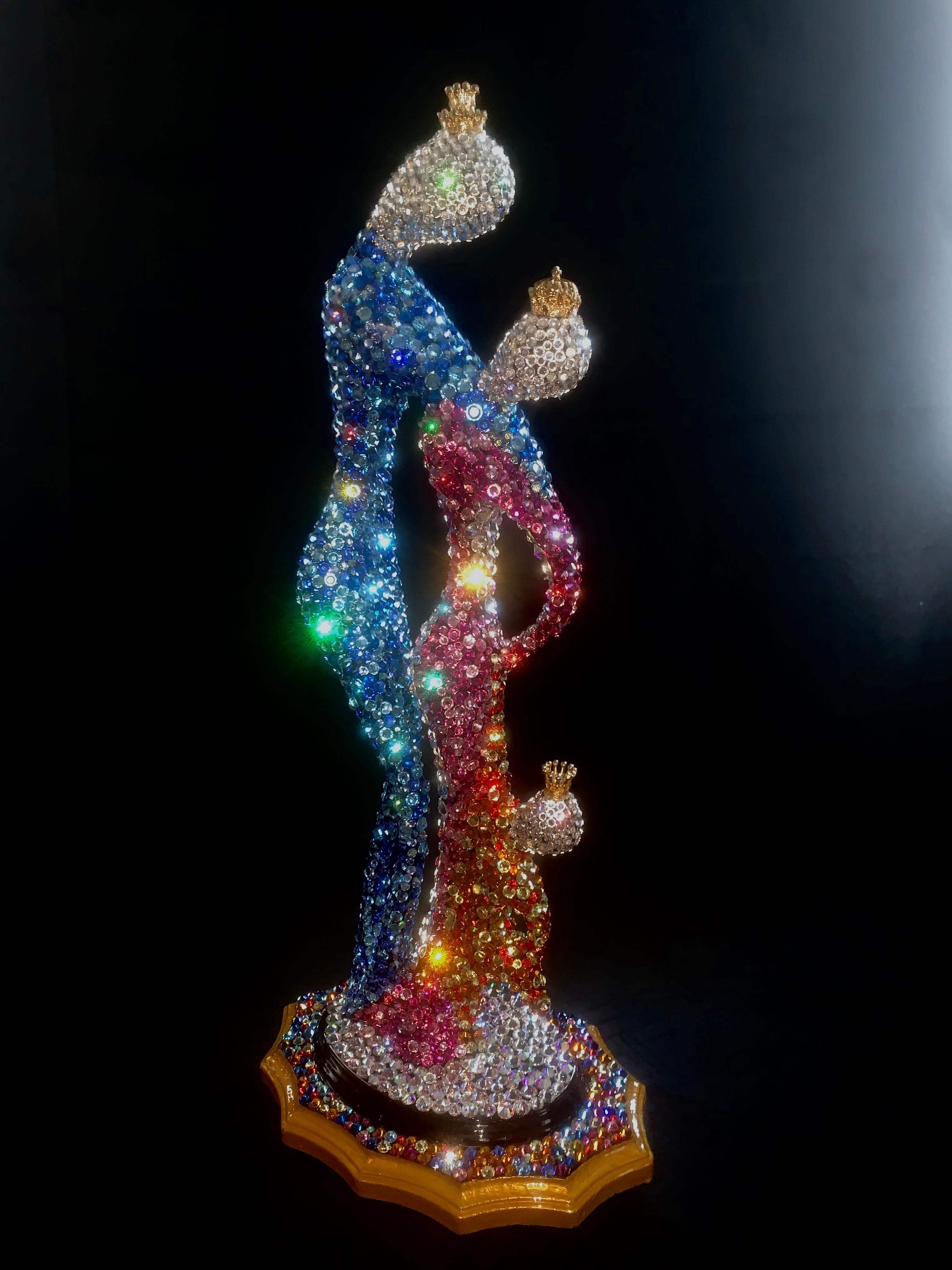 THE ROYAL FAMILY (1 Of a Kind Sculpture W/ Genuine Swarovski Crystals) - Art by Mauro Oliveira