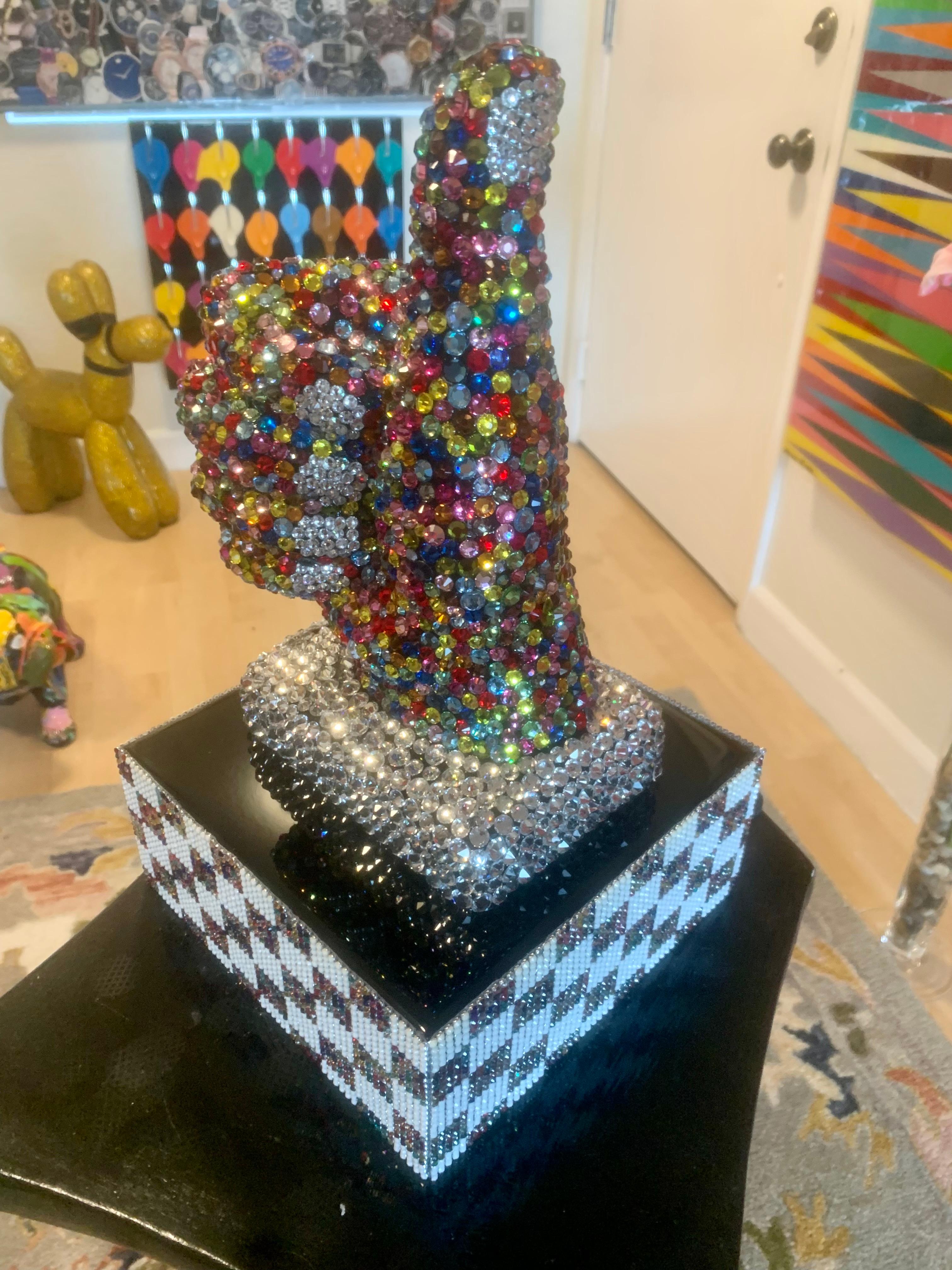 THUMBS UP FOR LIFE (One of a Kind Swarovski Mixed Media Sculpture) 1