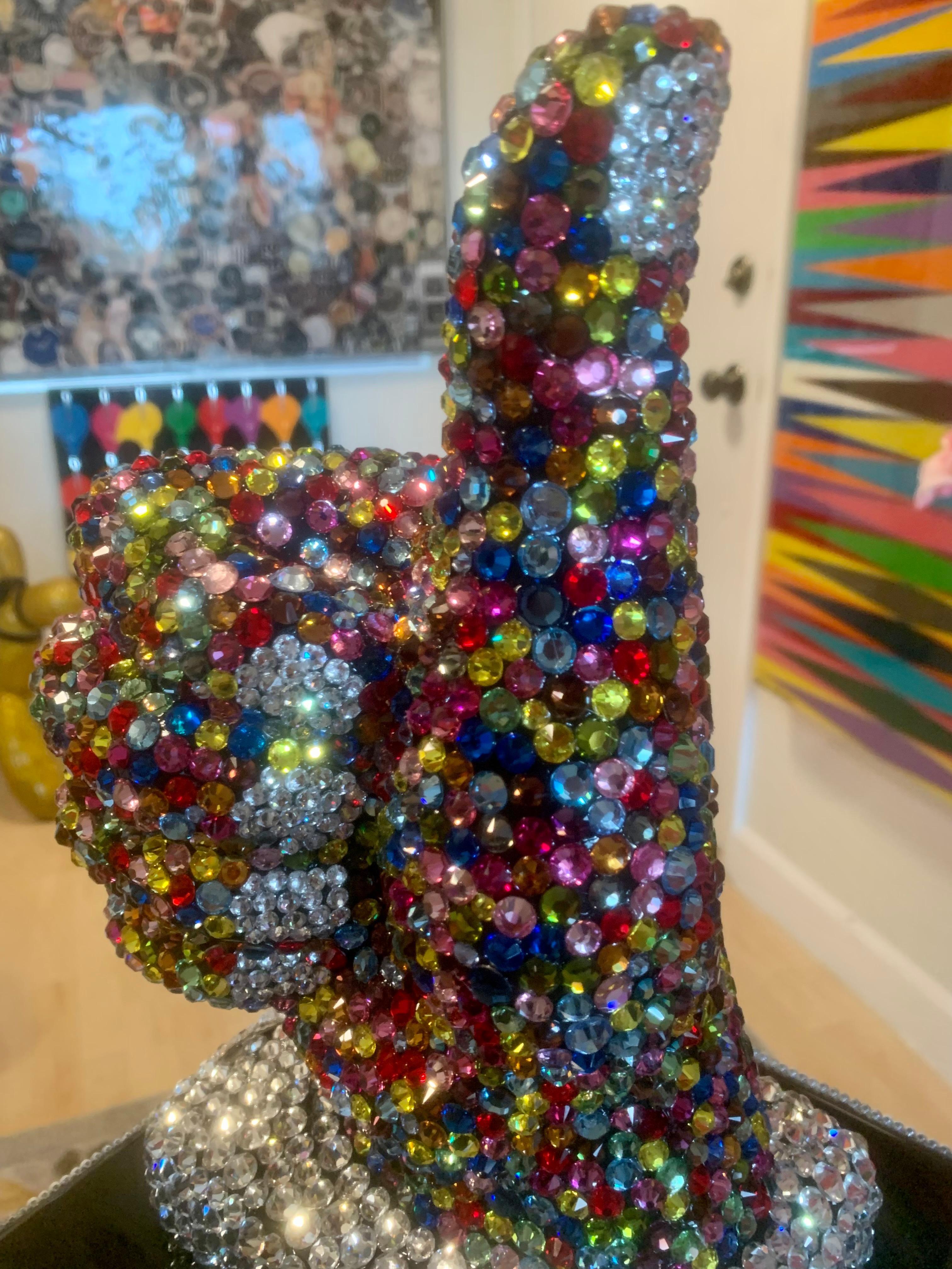 THUMBS UP FOR LIFE (One of a Kind Swarovski Mixed Media Sculpture) 2