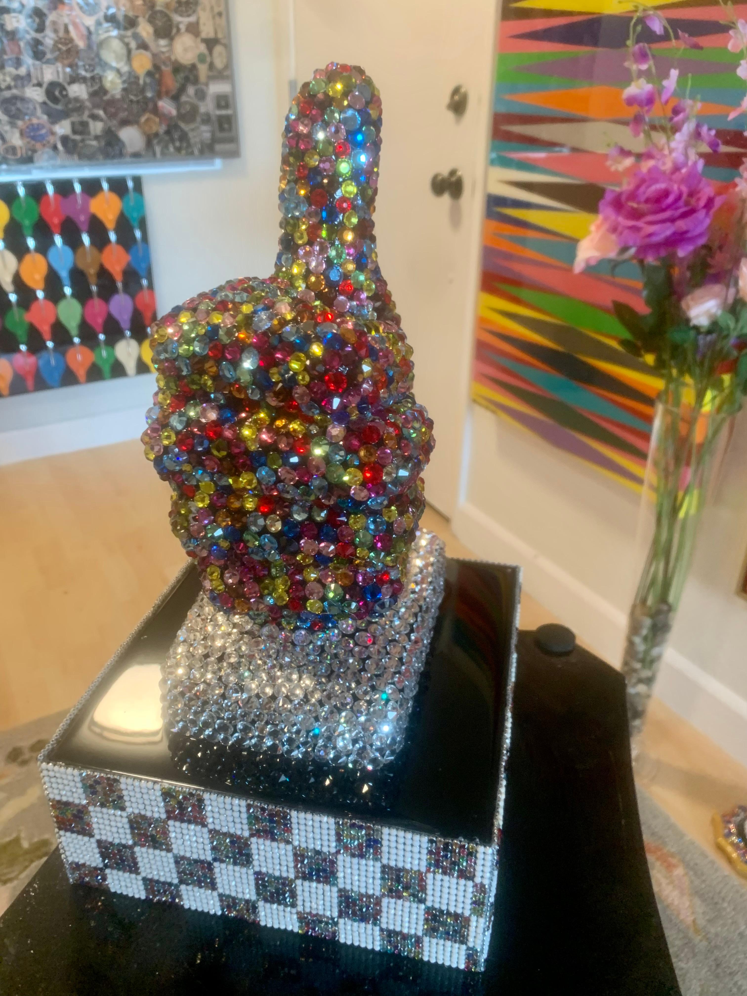 THUMBS UP FOR LIFE (One of a Kind Swarovski Mixed Media Sculpture) 3
