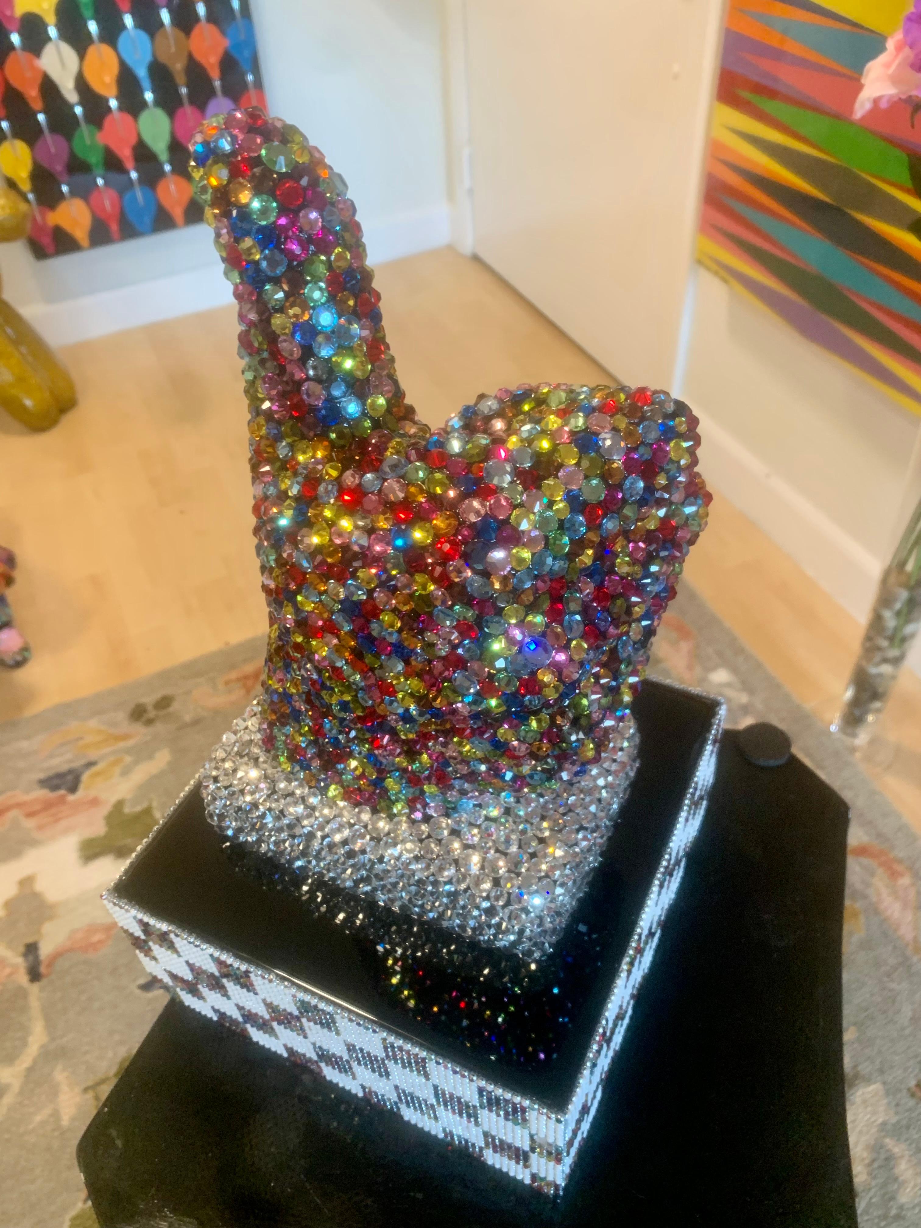 THUMBS UP FOR LIFE (One of a Kind Swarovski Mixed Media Sculpture) 4
