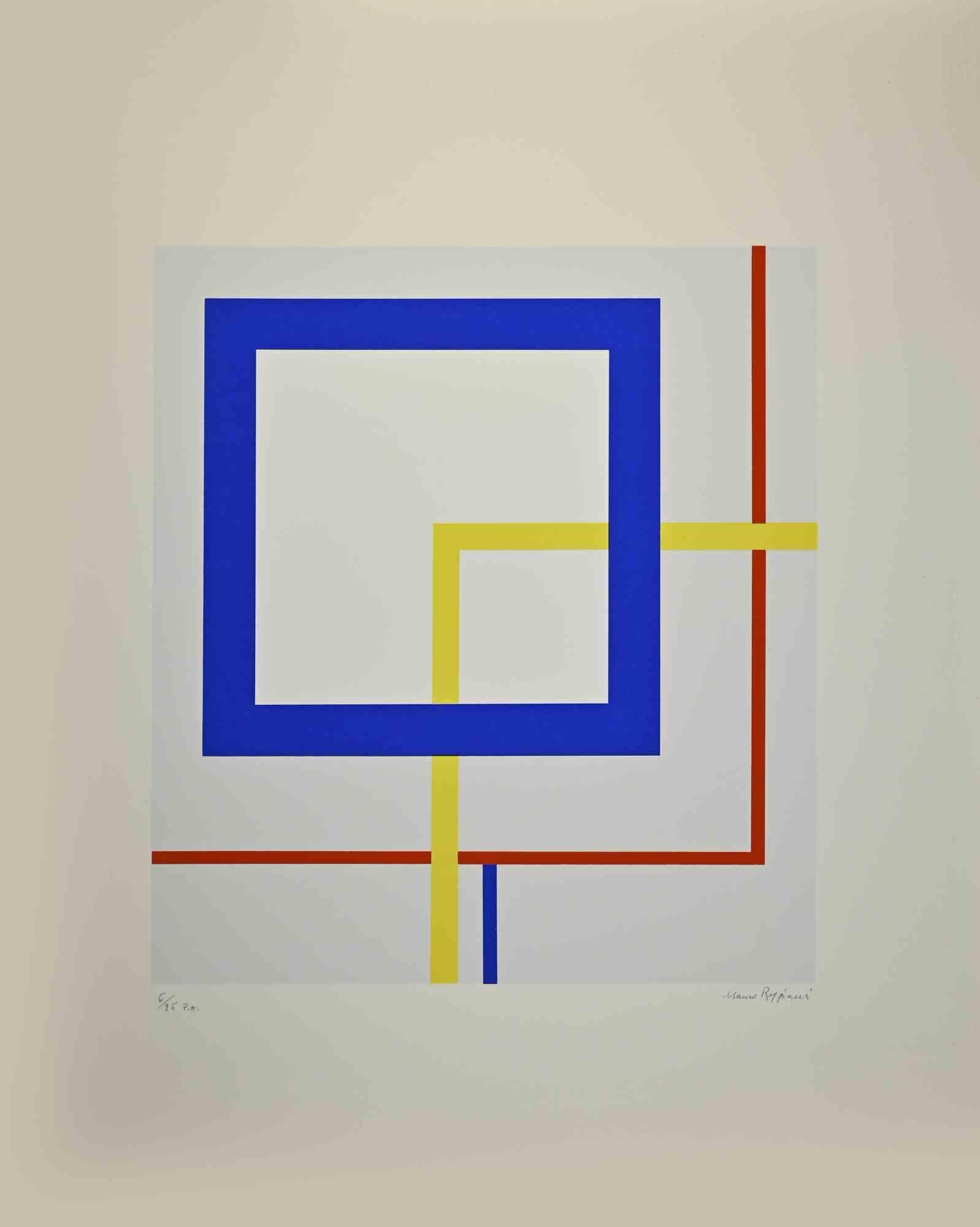Abstract composition is an artwork realized in 1974 by Mauro Reggiani. 

73,5 x 59,5 cm.

Edition, 6/25.

Hand signed in the lower right margin.

Good conditions