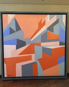 Mauro Reggianni Oil on Canvas Geometric Painting