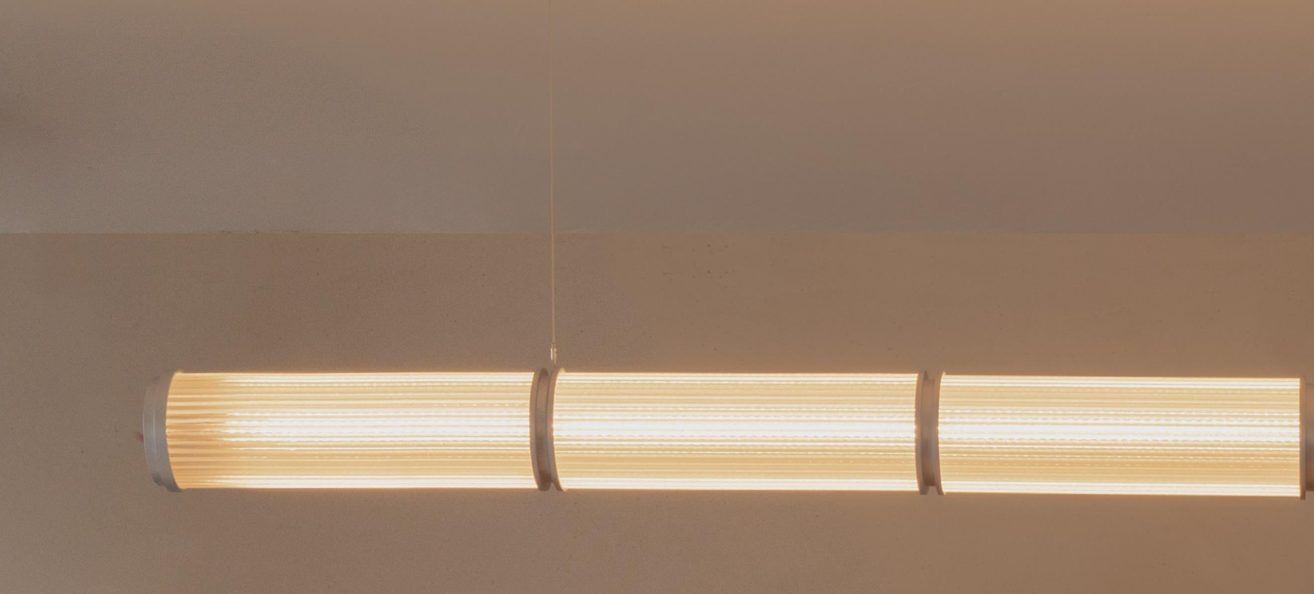 Spazzolato Mauro Luminaire a sospensione in alluminio spazzolato con 6 paralumi a coste di Nuumbra in vendita