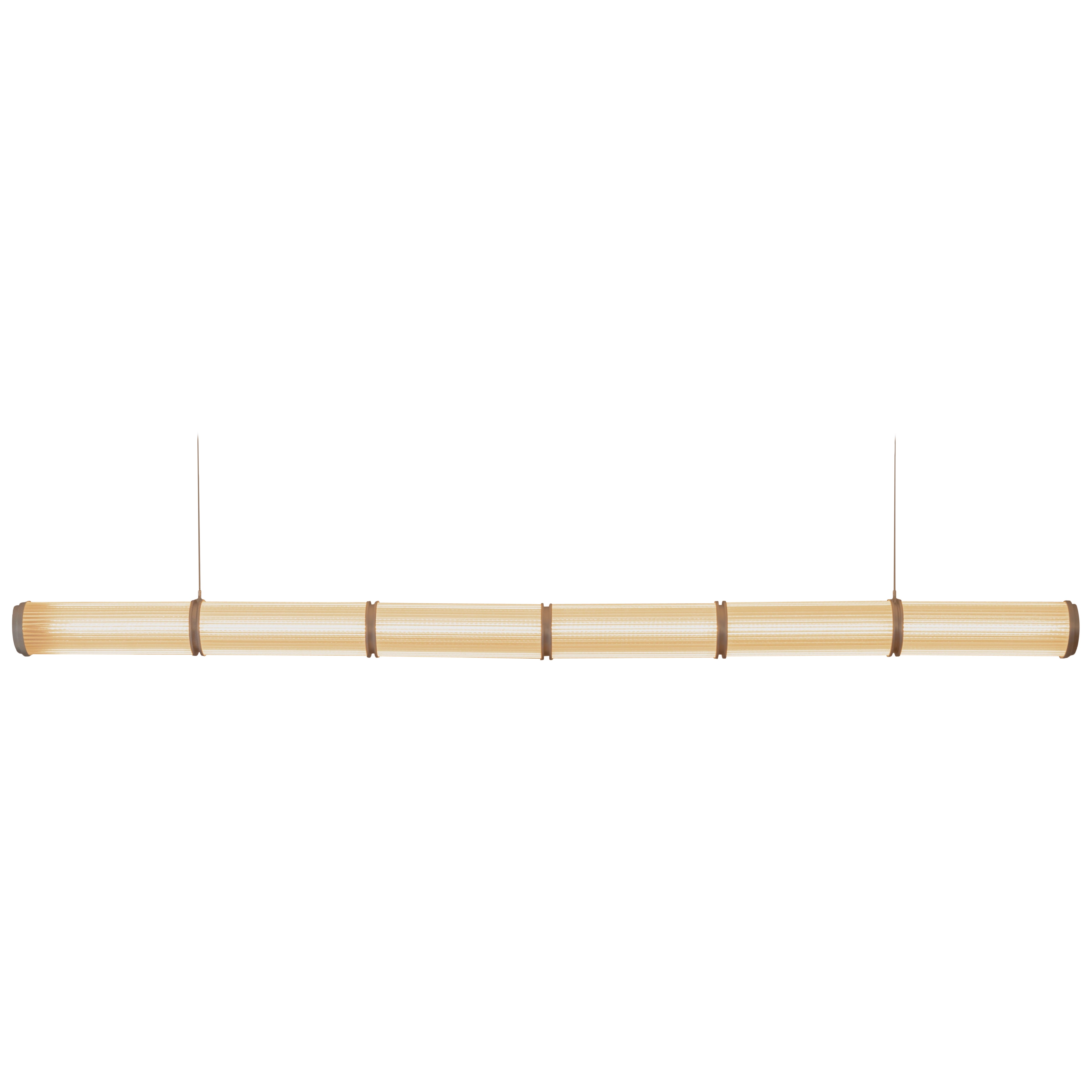 Mauro Luminaire a sospensione in alluminio spazzolato con 6 paralumi a coste di Nuumbra in vendita