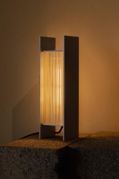 Mauro Table Lamp in Brushed Aluminum with Ribbed Screen by Nuumbra