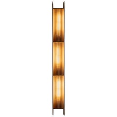 Mauro Triple Wall-Mounted Sconce in Brushed Aluminum & Ribbed Screen by Nuumbra