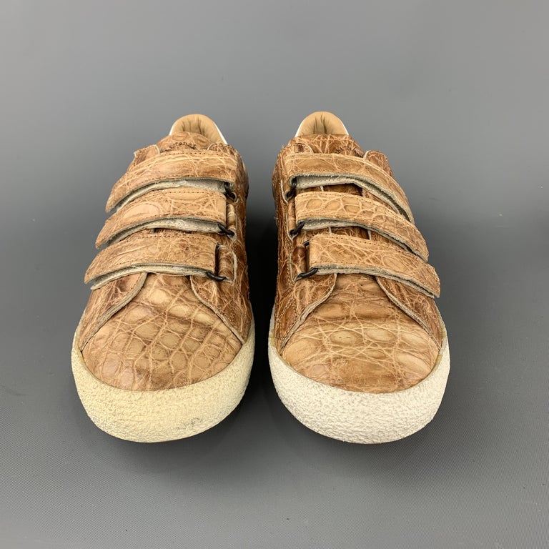 MAURO VOLPONI Size 8.5 Tan Textured Velcro Closure Trainers For Sale at ...