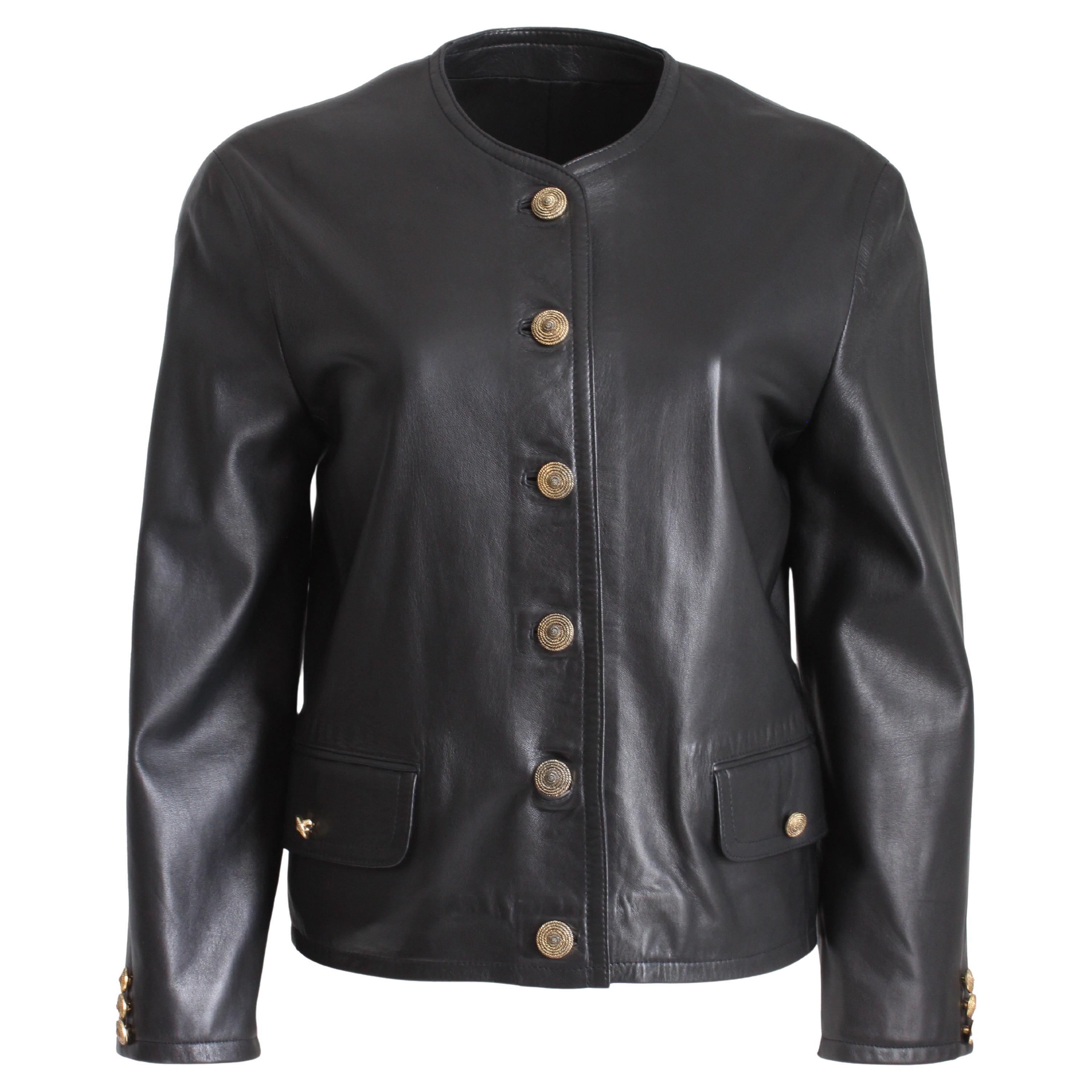Maus & Hoffman - Giacca di pelle nera da donna con scollatura gioiello Inghilterra Sz 8