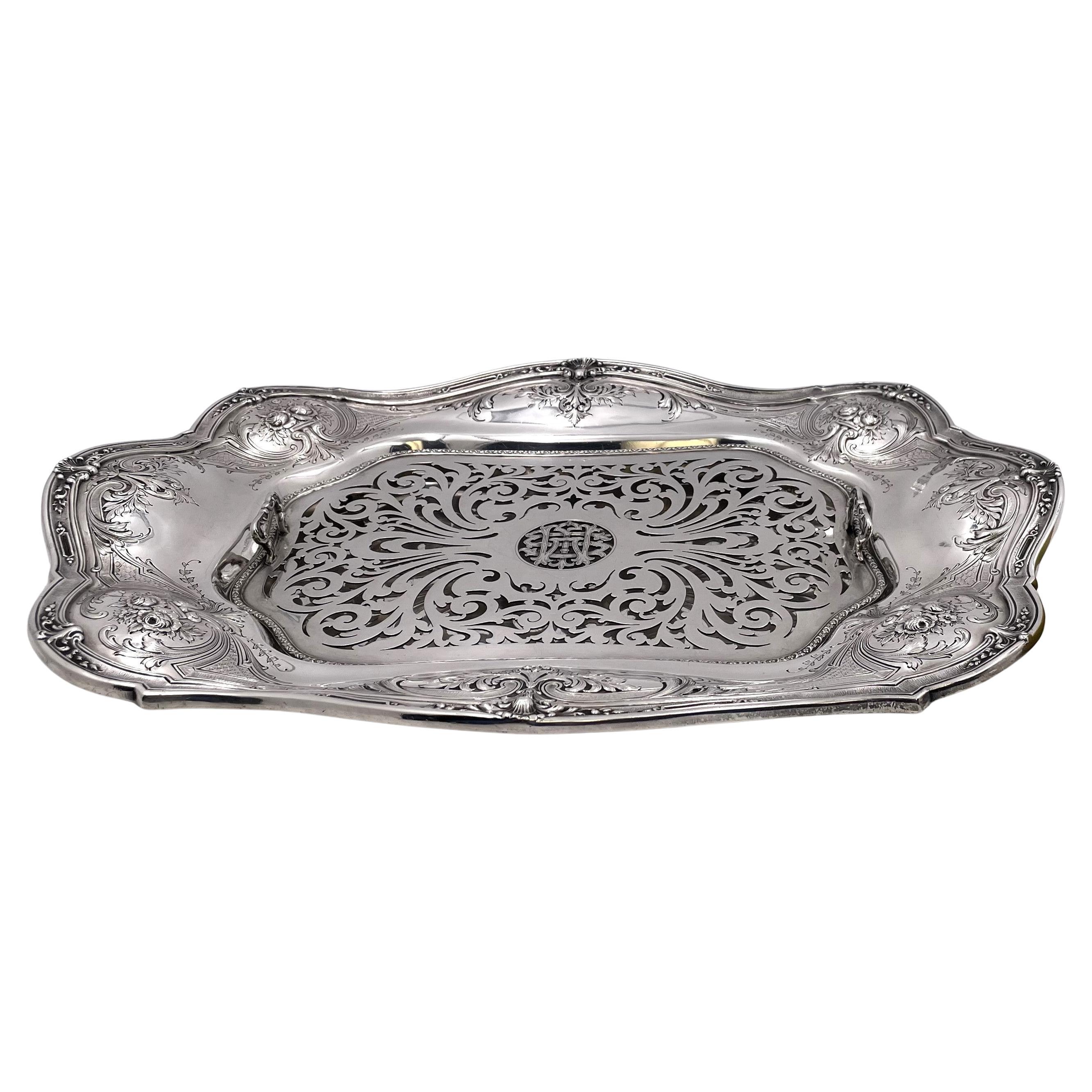 Piatto per asparagi in argento sterling Mauser in stile Art Nouveau Fine Ottocento in vendita