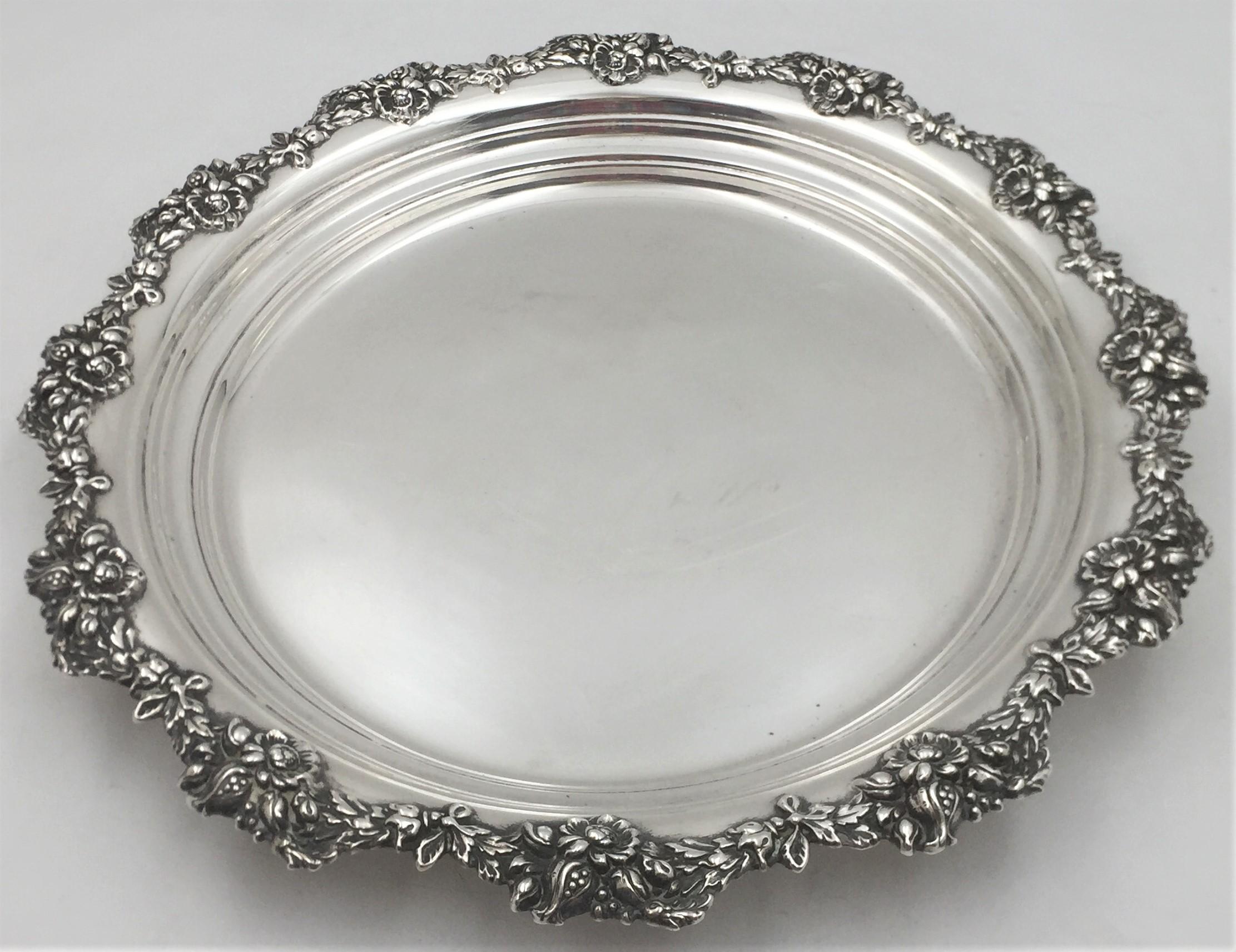 American Mauser Sterling Silver Platter Centerpiece Plate in Art Nouveau Style