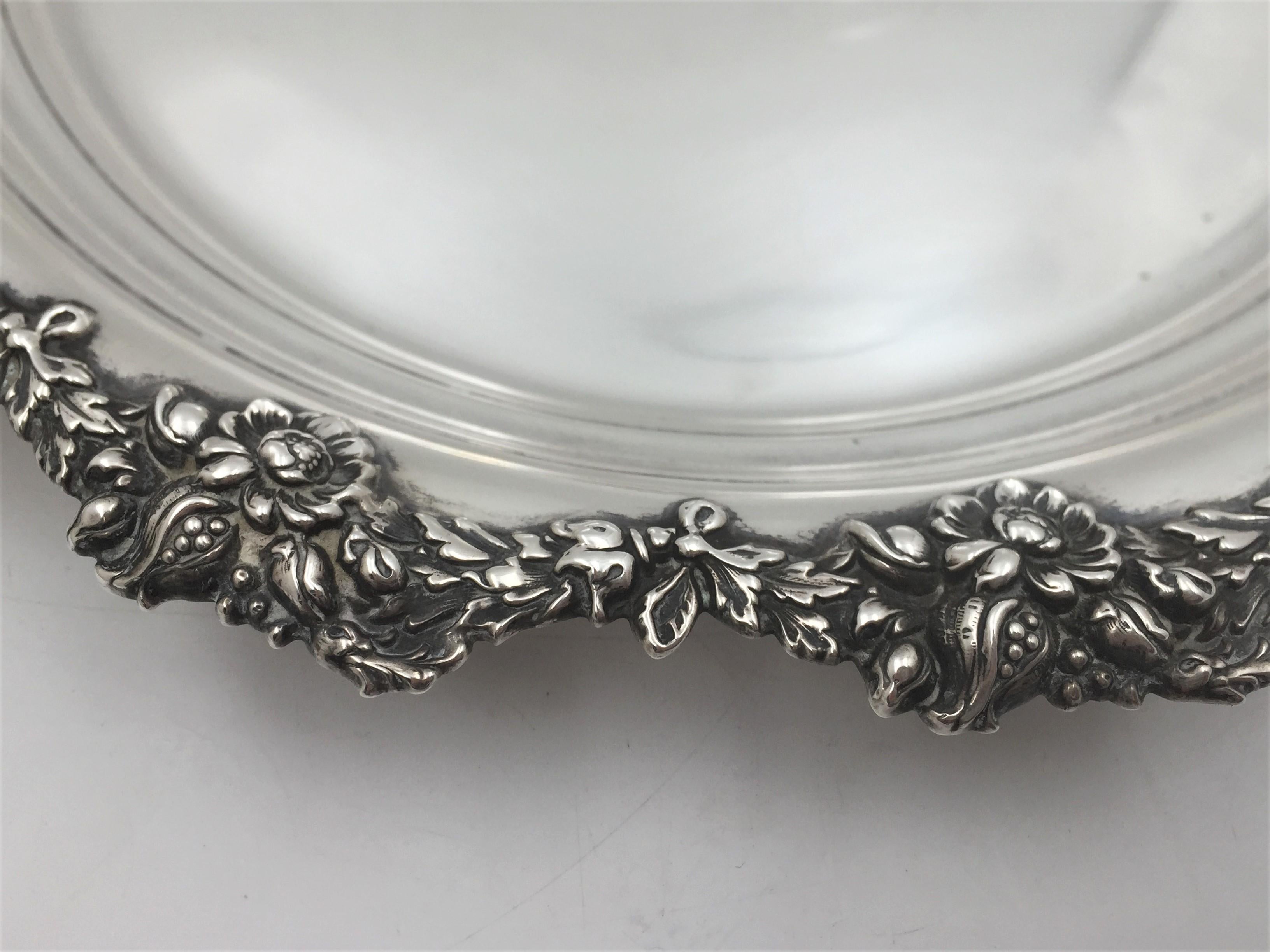 Mauser Sterling Silver Platter Centerpiece Plate in Art Nouveau Style In Good Condition For Sale In New York, NY