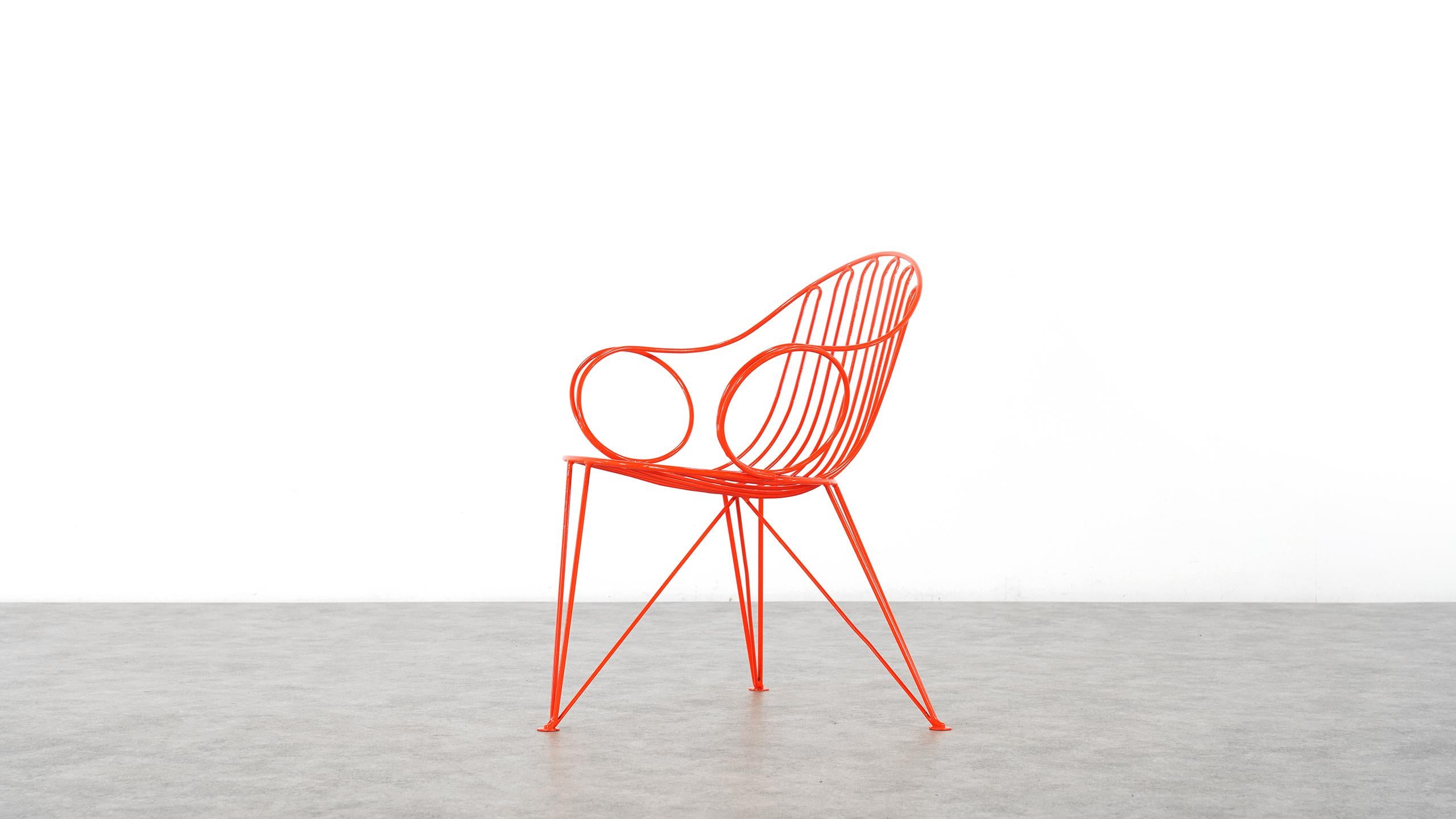 Mauser Waldeck, 2 Modernist Garden Chairs 1952, Germany in Bright Orange 8