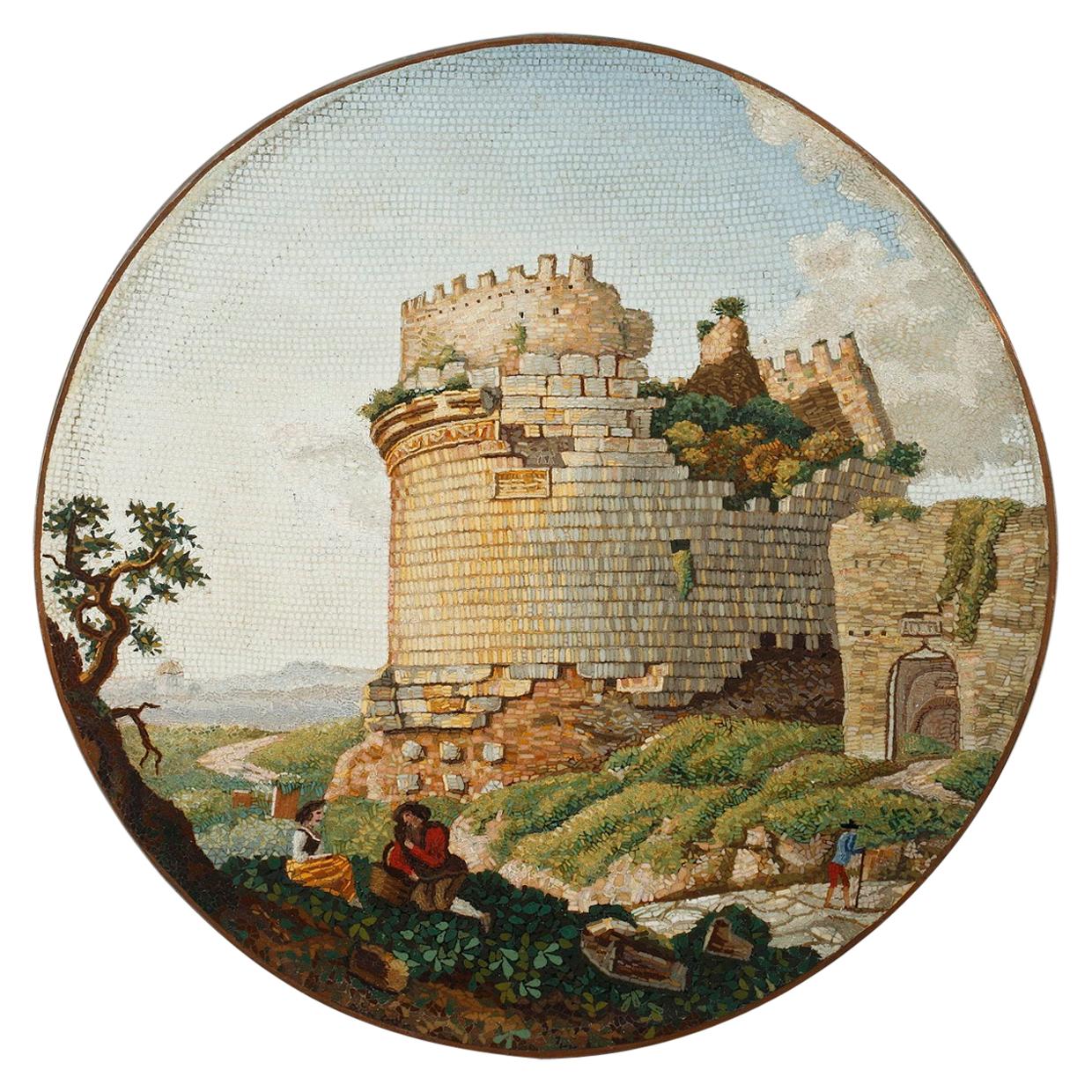 Mausoleum of Cecilia Metella on the Appian Way, Early 19th Century Circular For Sale