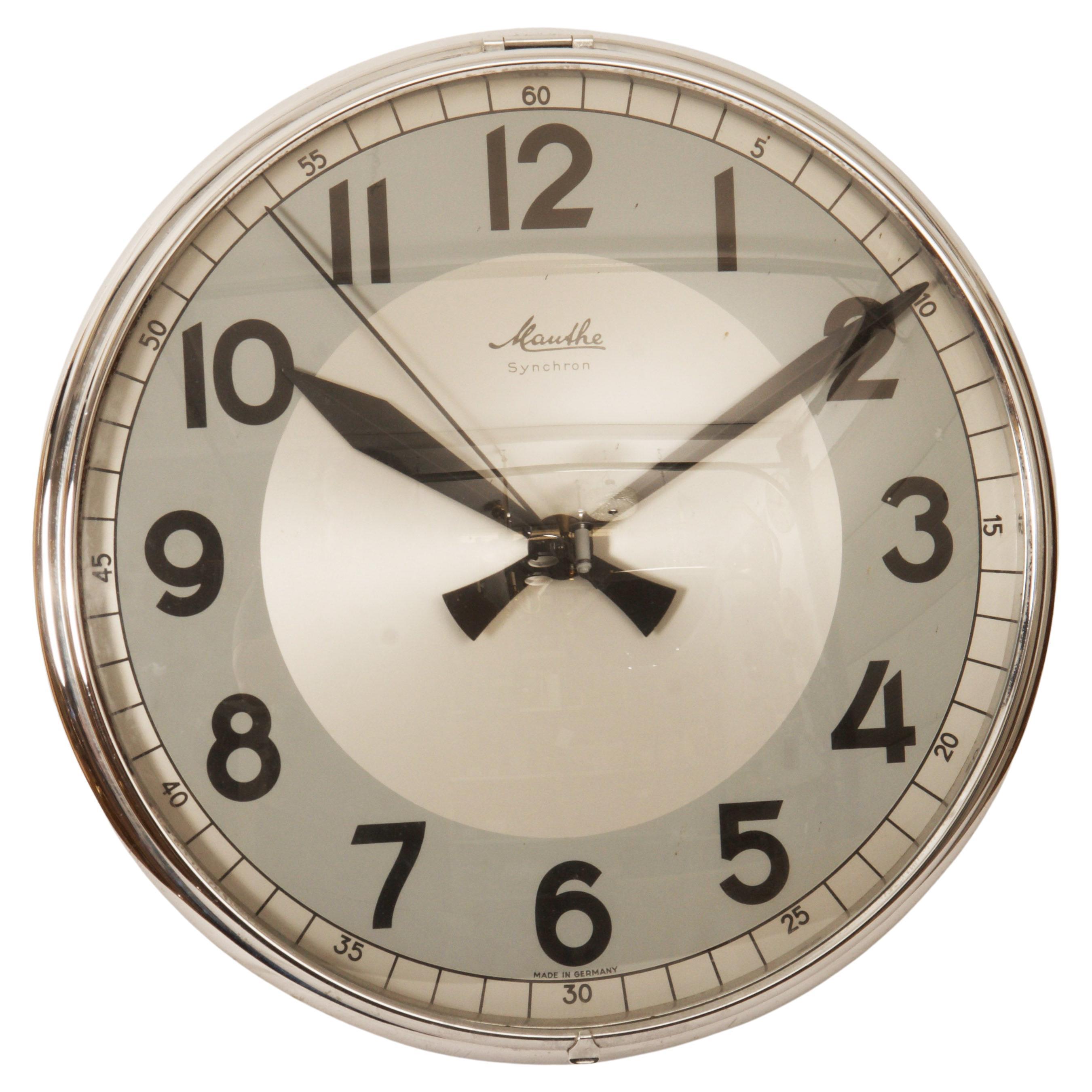 Mauthe Synchron Factory or Workshop Wall Clock For Sale