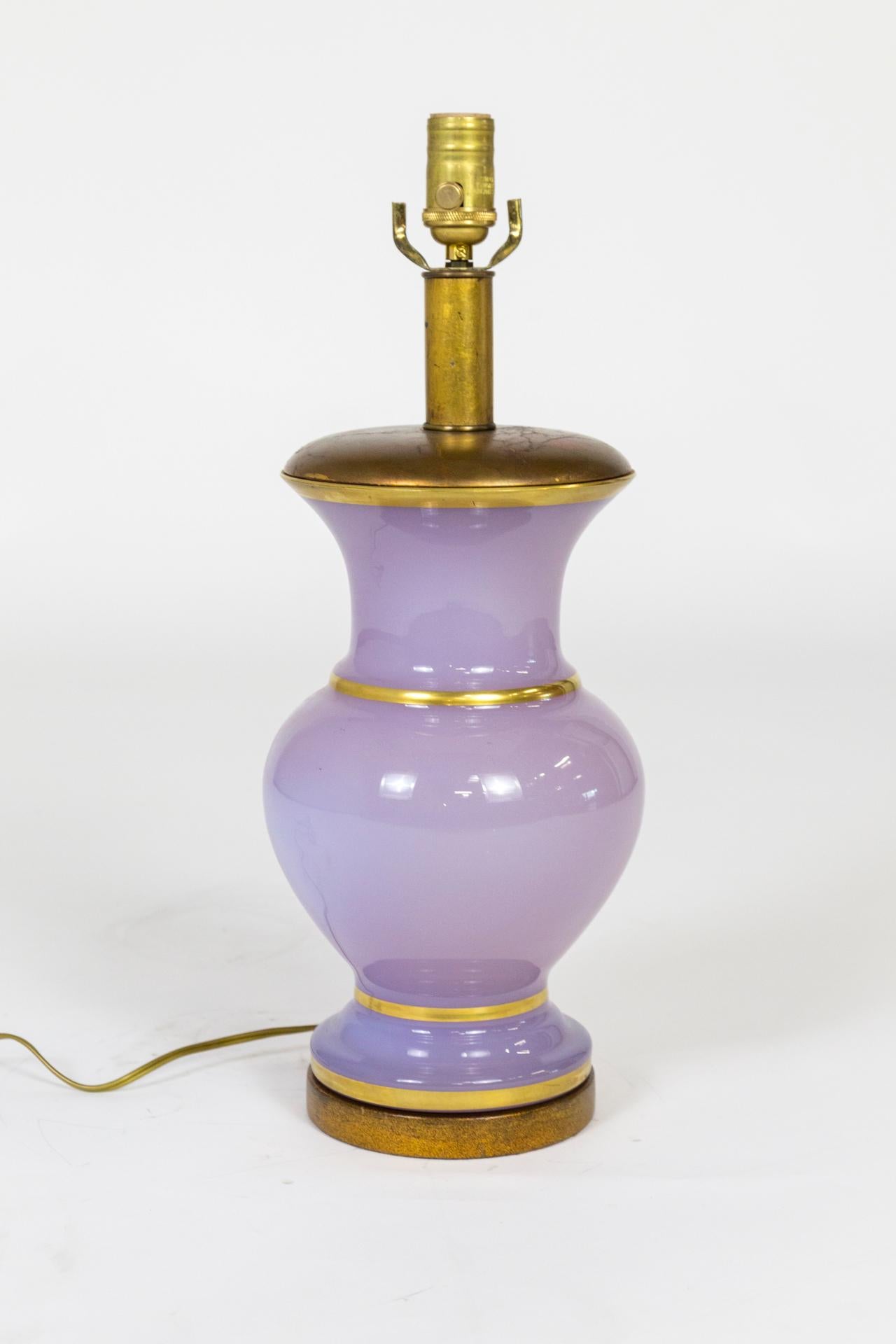 Lilac Alexandrite Glass Amphora Lamp w/ Gilded Accents For Sale 1
