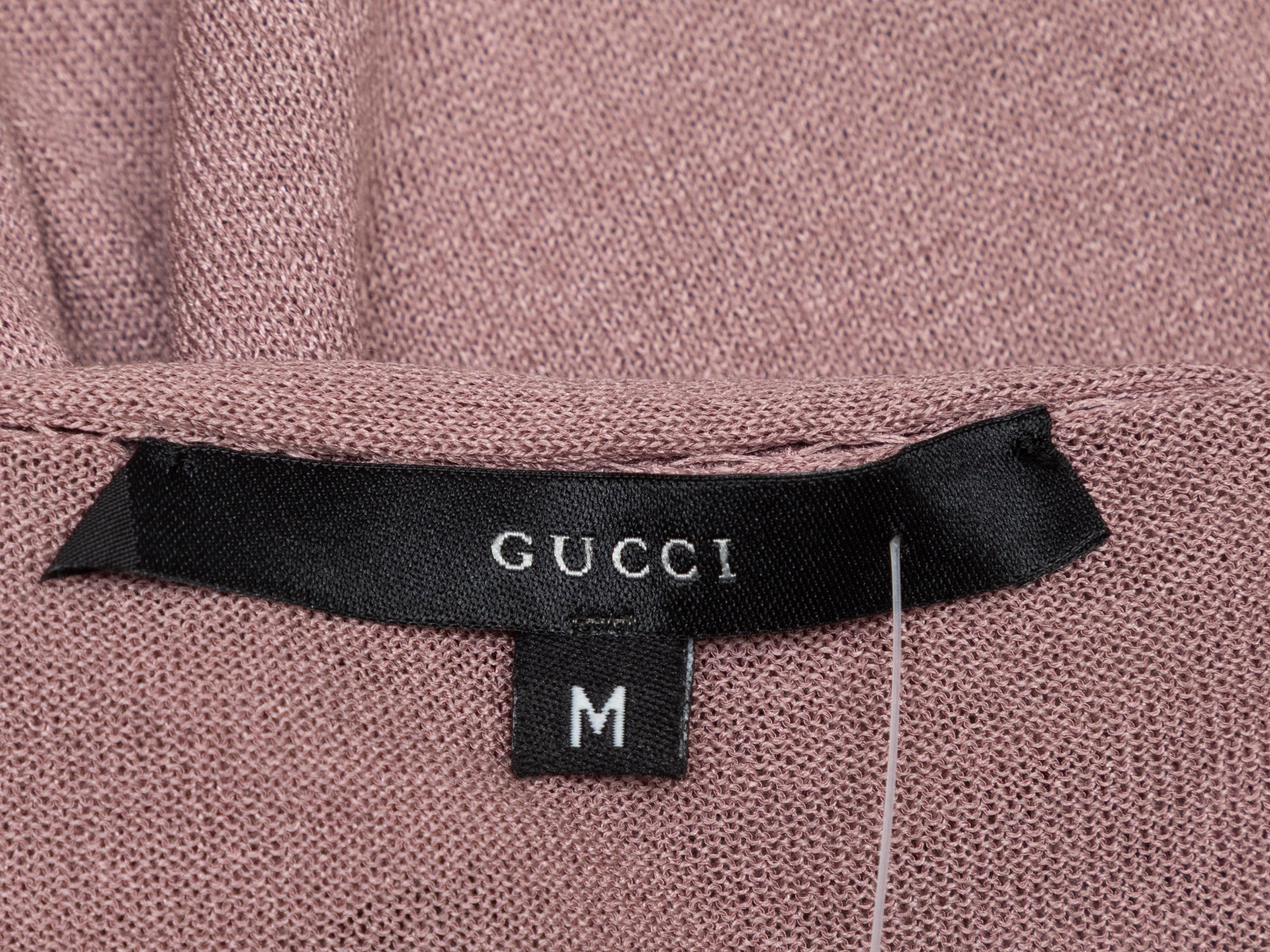Top à manches longues mauve de Gucci. Lien au niveau de l'encolure en V. Poitrine de 30