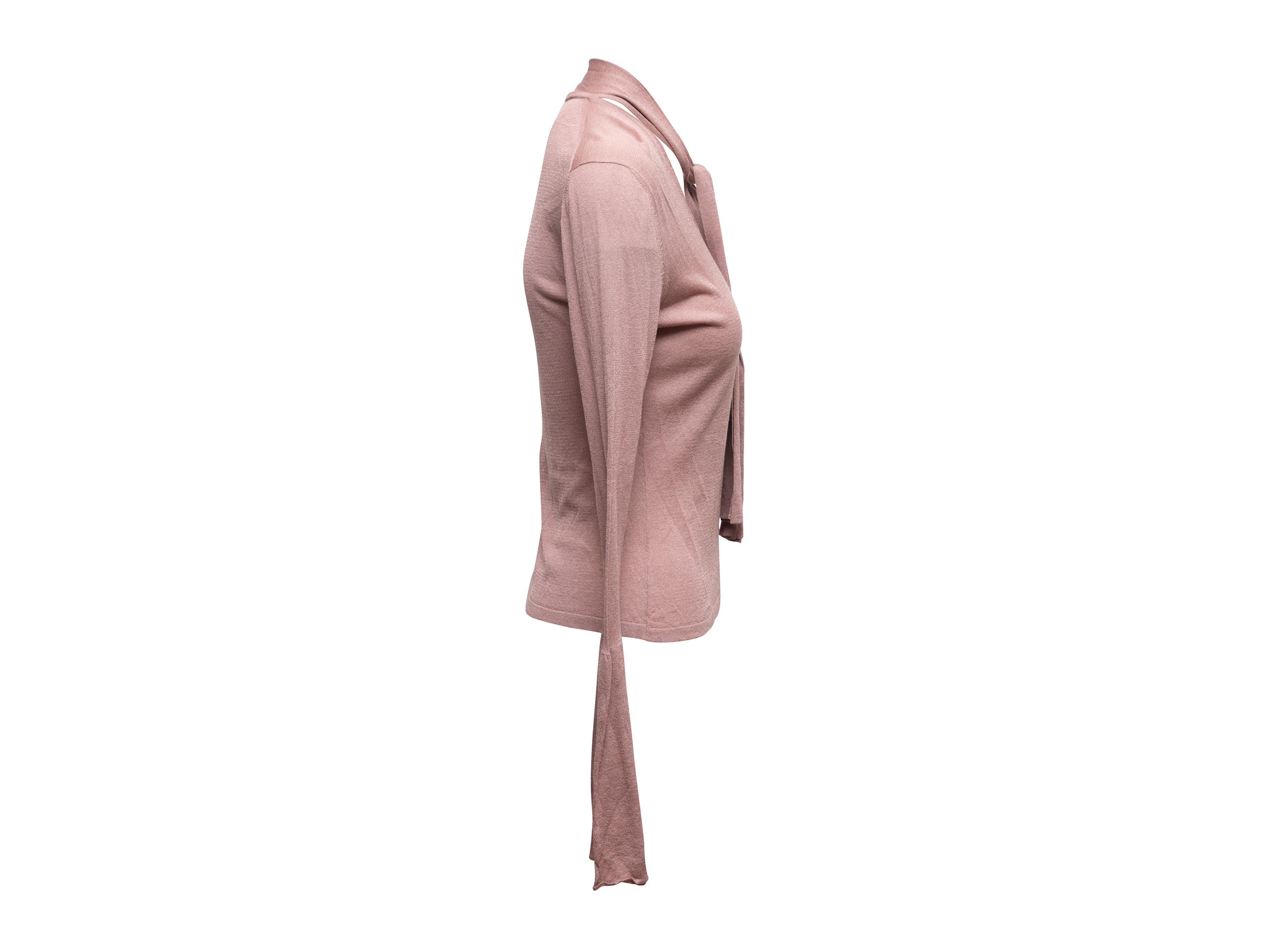 Mauve Gucci Neck Tie Long Sleeve Top Size US M Bon état - En vente à New York, NY