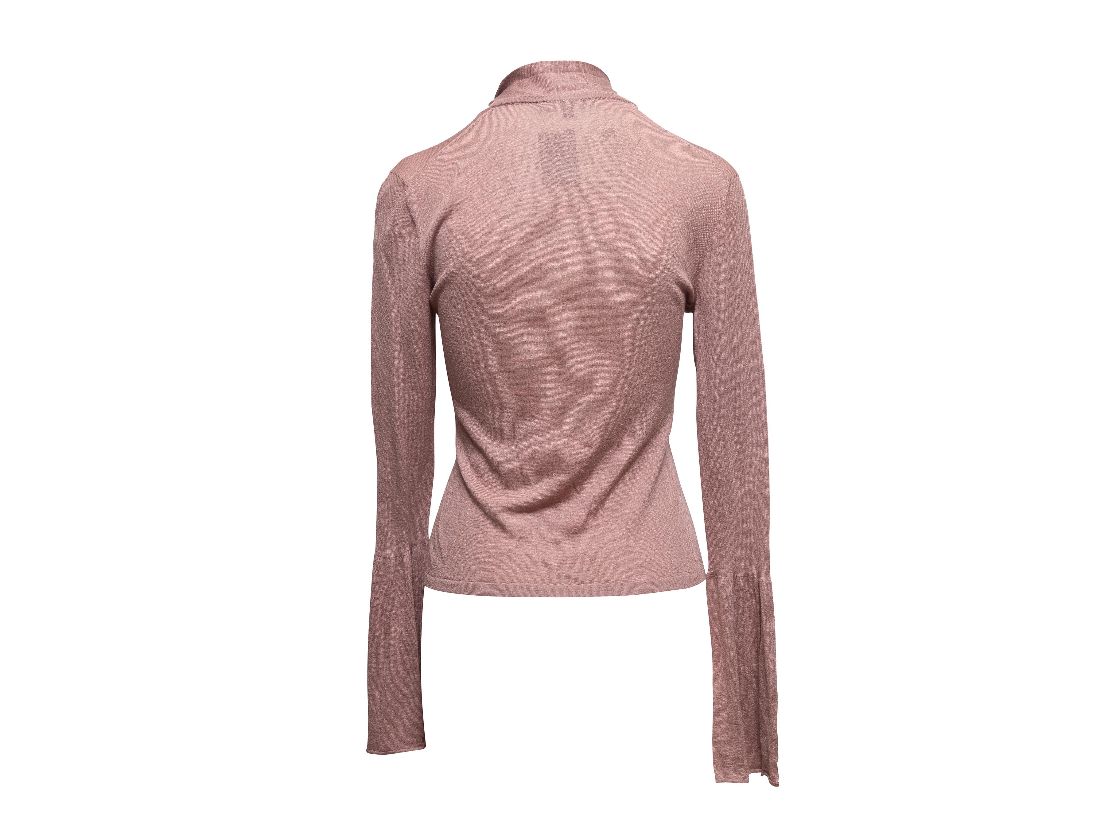 Mauve Gucci Neck Tie Long Sleeve Top Size US M Pour femmes en vente