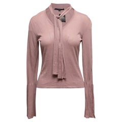 Mauve Gucci Neck Tie Long Sleeve Top Size US M
