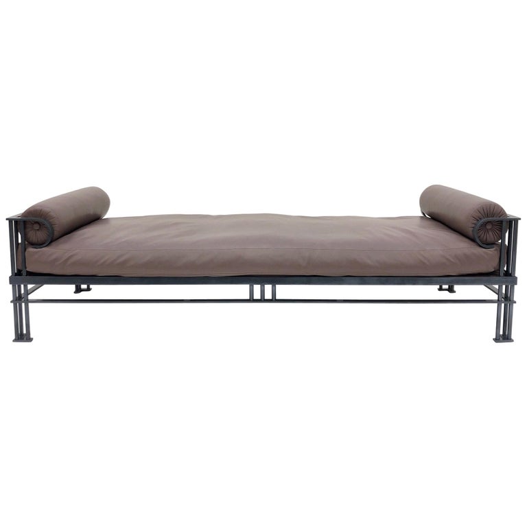 Mauve Leather and Charcoal Gray Daybed by Mirak for Steve Chase For