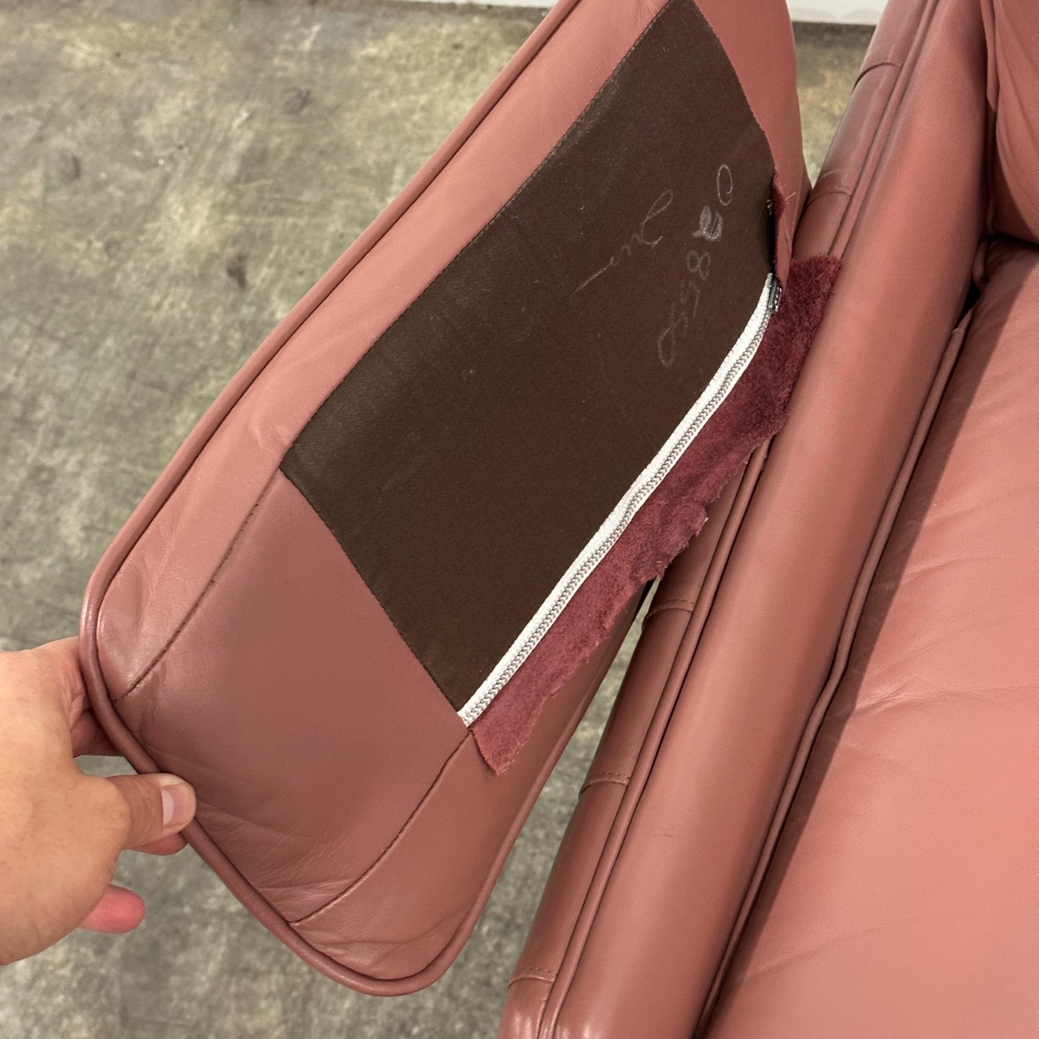 Mauve Leather Lounge Chair/Ottoman For Sale 1