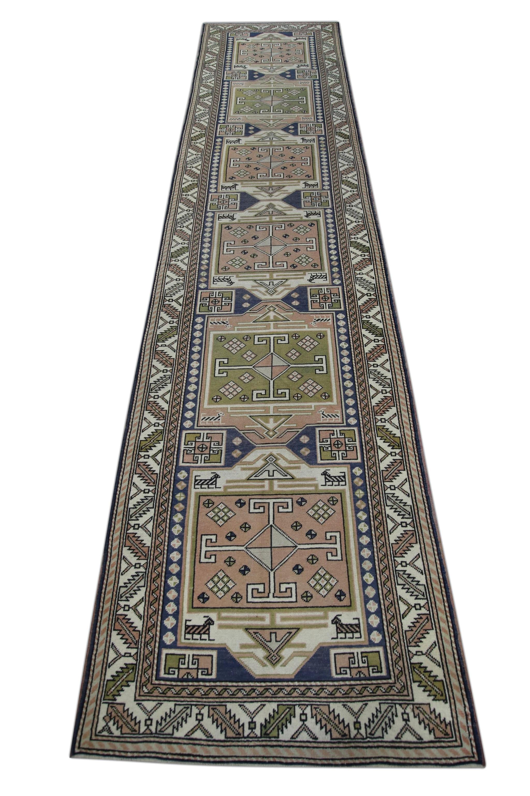 Mauve Multicolor Vintage Turkish Runner 3' x 13'7