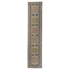 Tapis de couloir turc vintage multicolore mauve, 3' x 13'7"