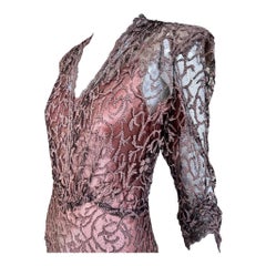 Mauve Pink, Black and Metallic Lace Gown with Satin Slip, 1930s