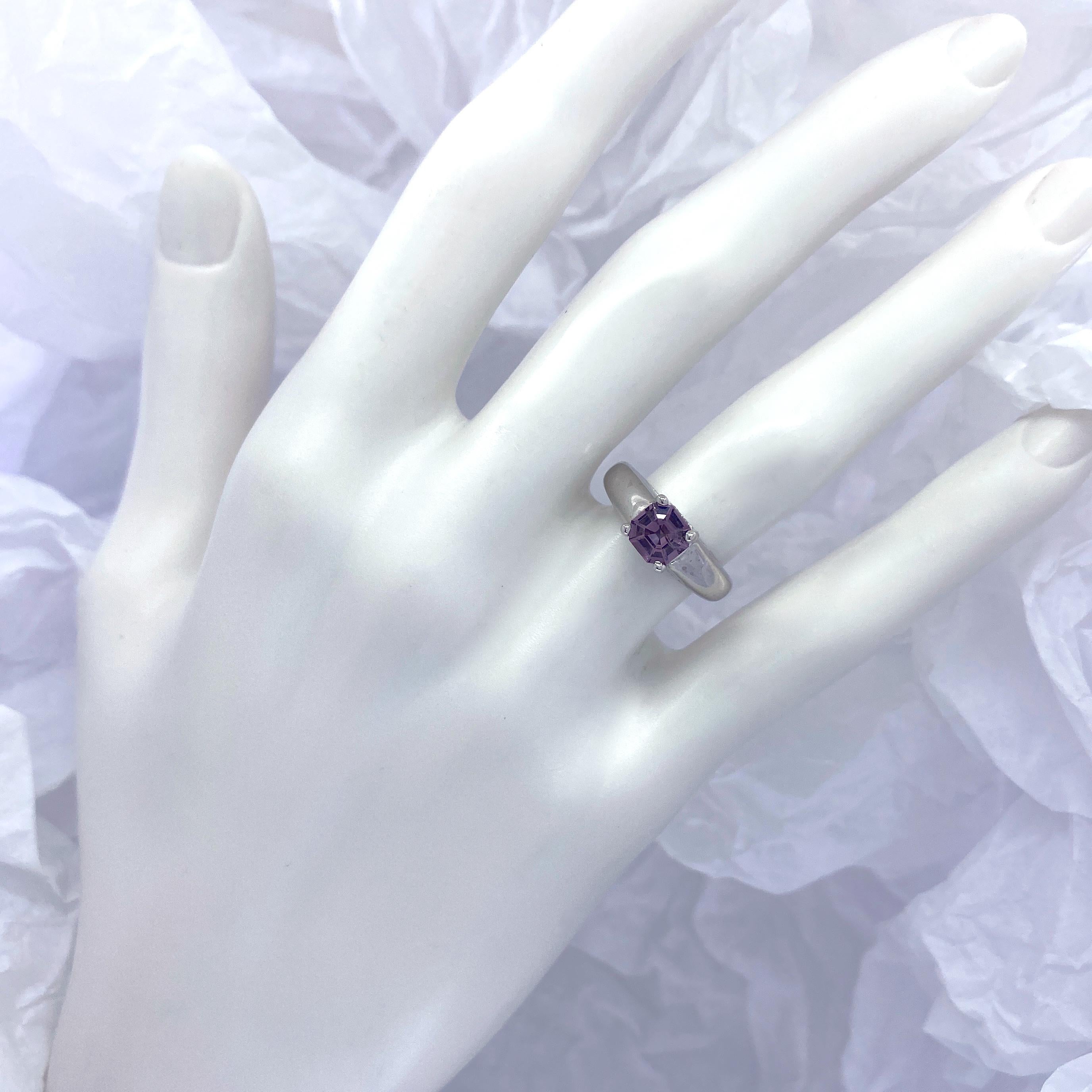 Mauve Spinel Set in Circa 2000 White Gold Solitaire with Diamond Accents 1