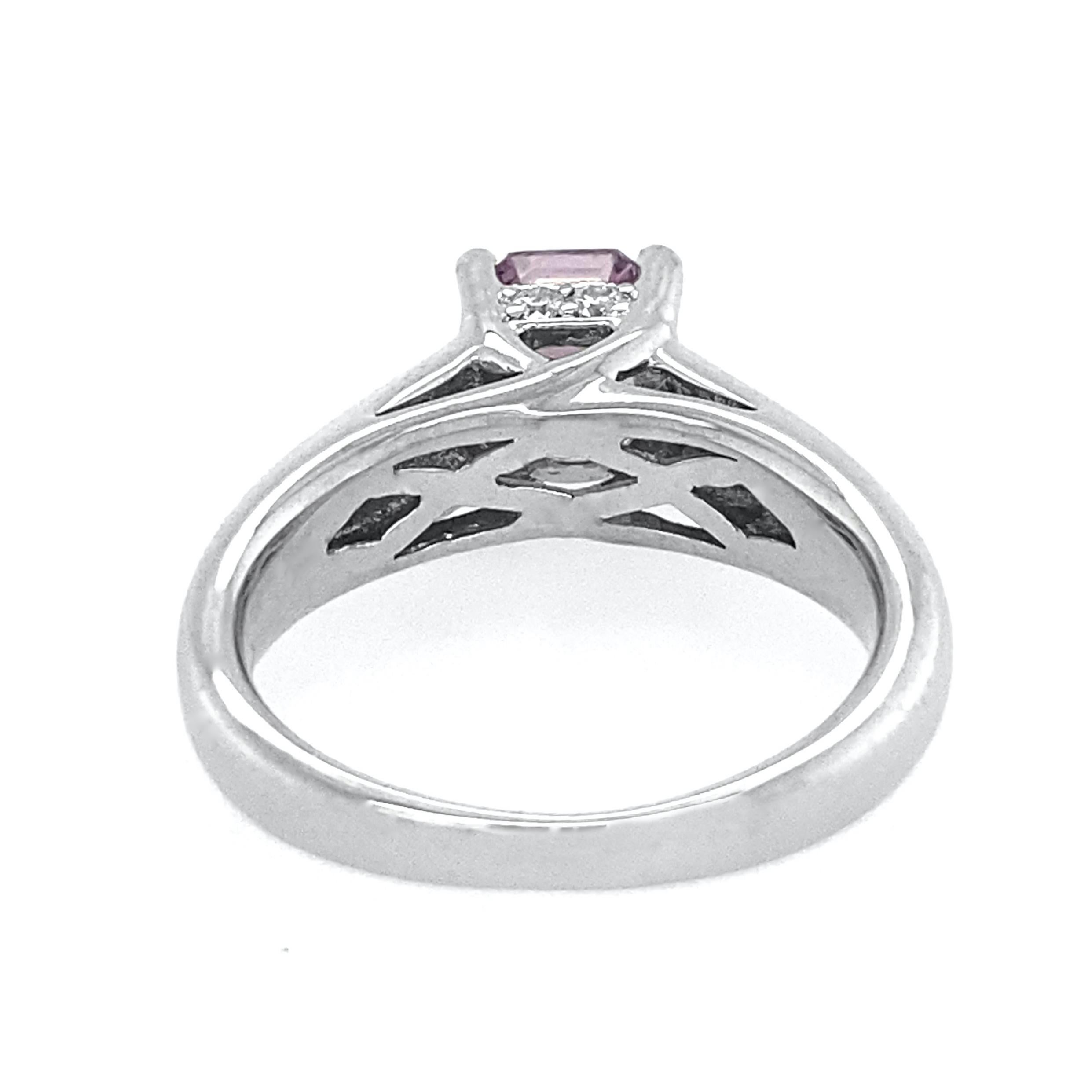 Mauve Spinel Set in Circa 2000 White Gold Solitaire with Diamond Accents 5