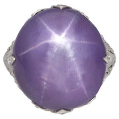 Antique Mauve Star Sapphire and Diamond Cluster Ring, circa 1920